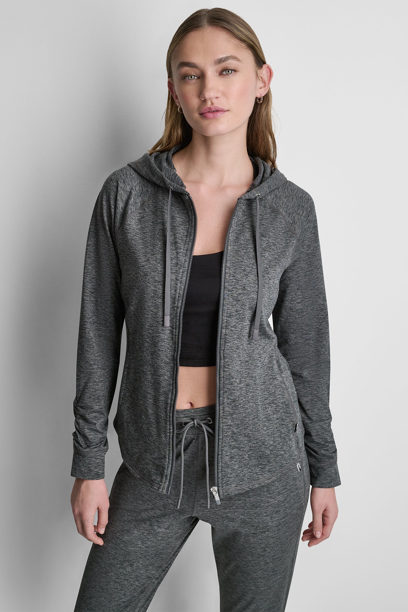 Black Space Dye SPACEDYE RAGLAN FULL-ZIP HOODIE, VIEW 2 | New Arrivals