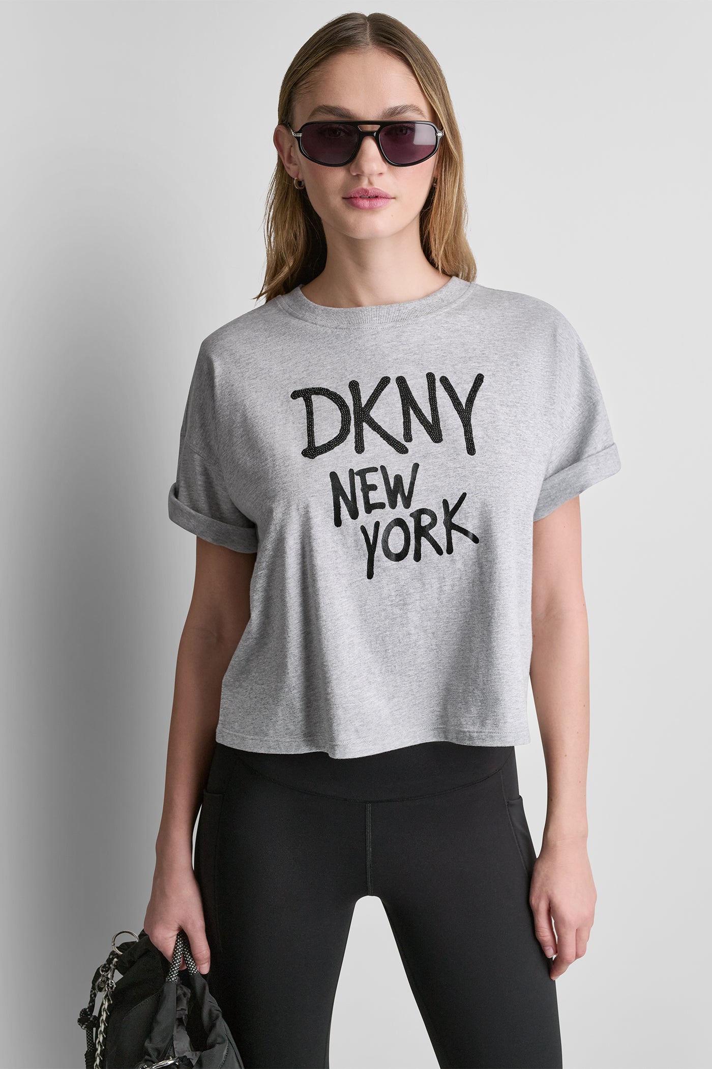 RHINESTONE GRAFFITI LOGO TEE VIEW 5 | DKNY Sport