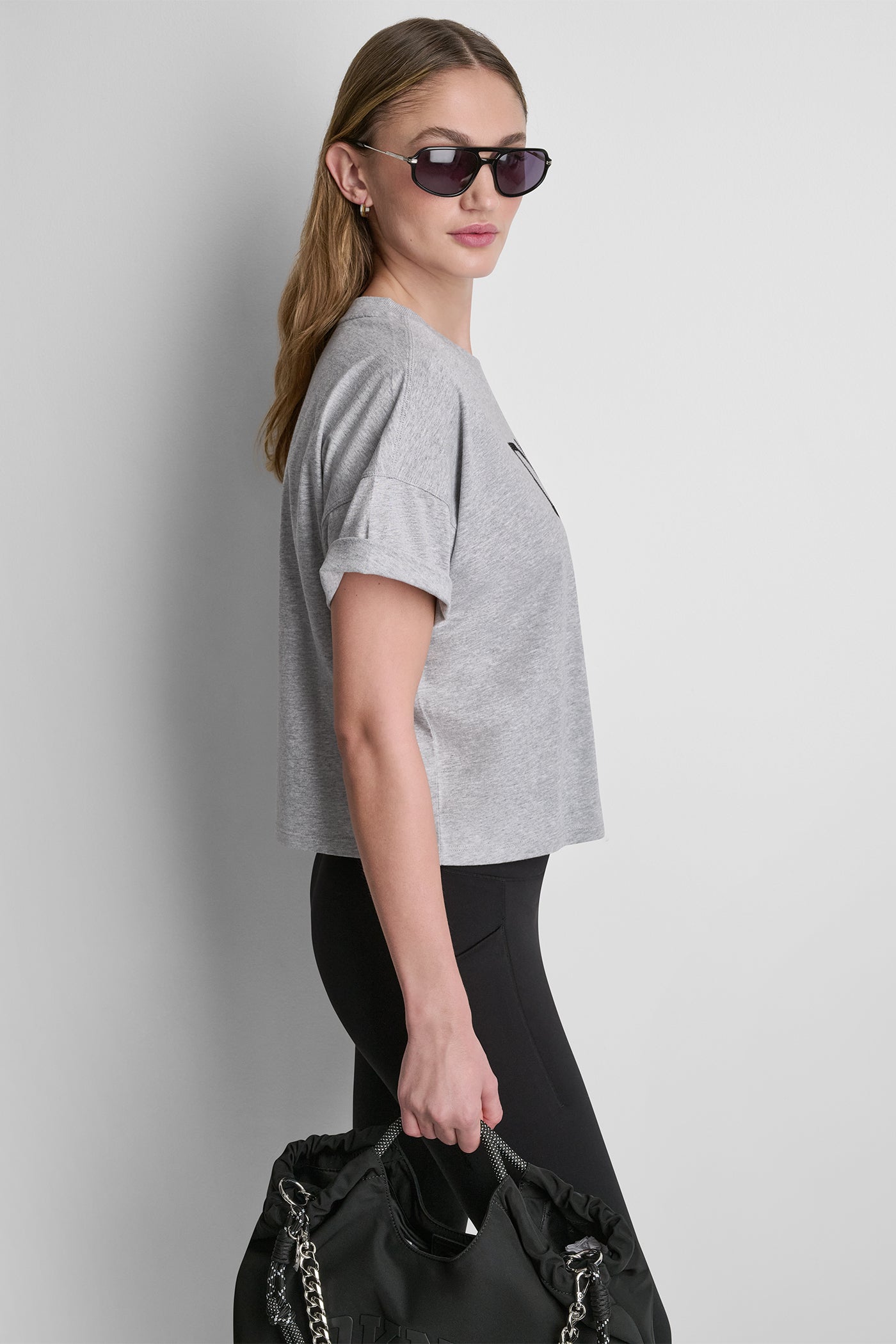RHINESTONE GRAFFITI LOGO TEE VIEW 4 | DKNY Sport