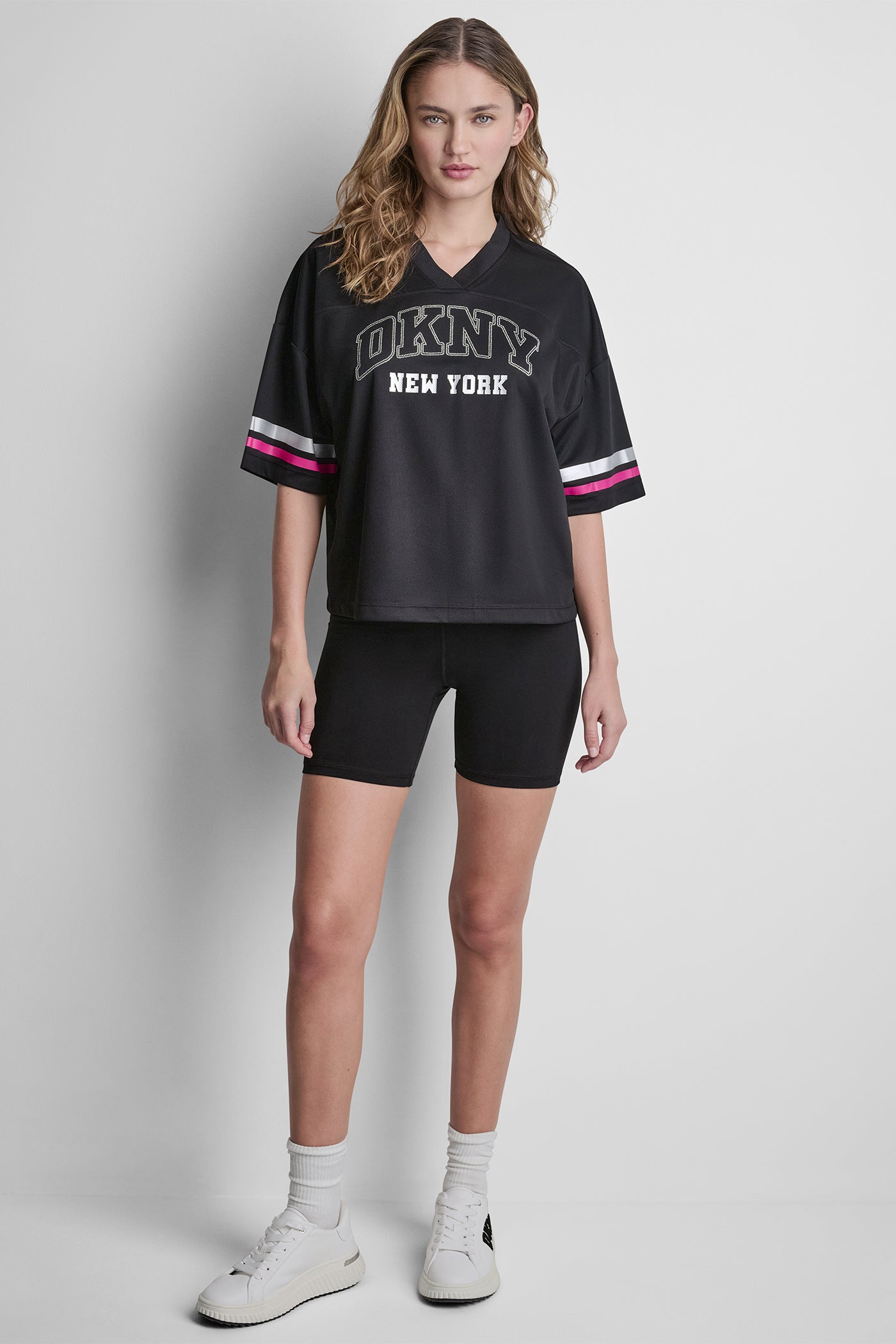 RHINESTONE VARSITY LOGO V-NECK JERSEY VIEW 6 | New Arrivals