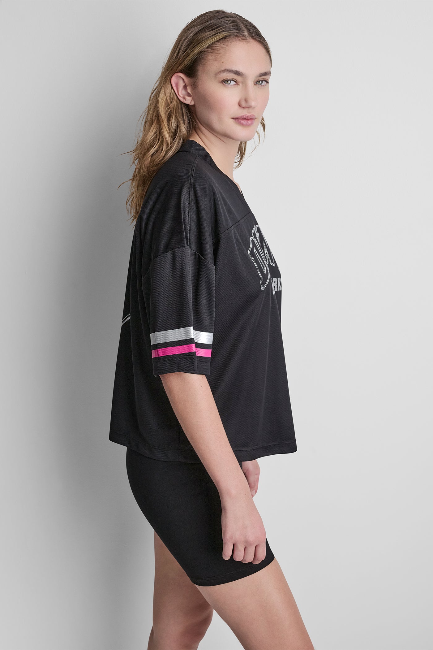 RHINESTONE VARSITY LOGO V-NECK JERSEY VIEW 4 | New Arrivals