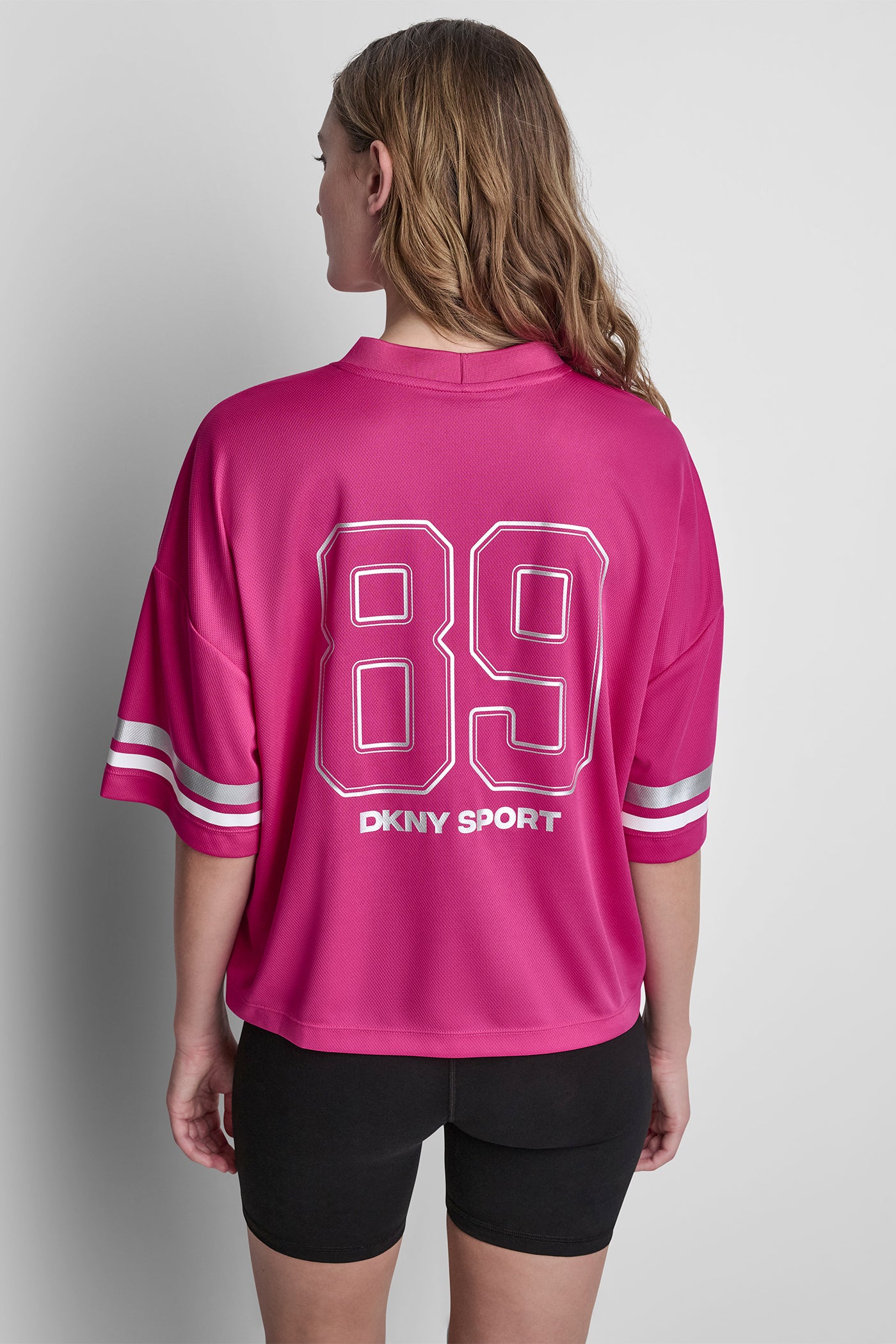 RHINESTONE VARSITY LOGO V-NECK JERSEY VIEW 4
