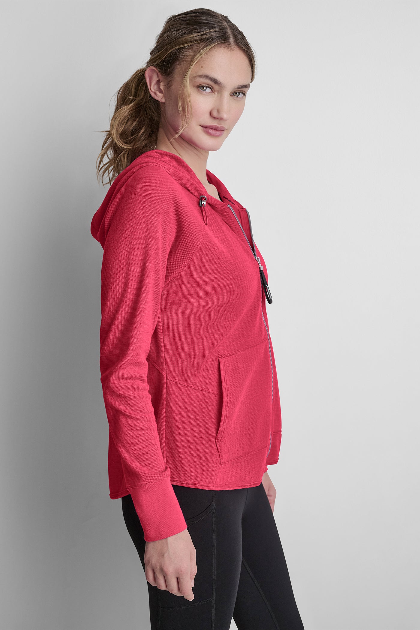 MINI WAFFLE FULL-ZIP HOODIE VIEW 4 | MUST-HAVES