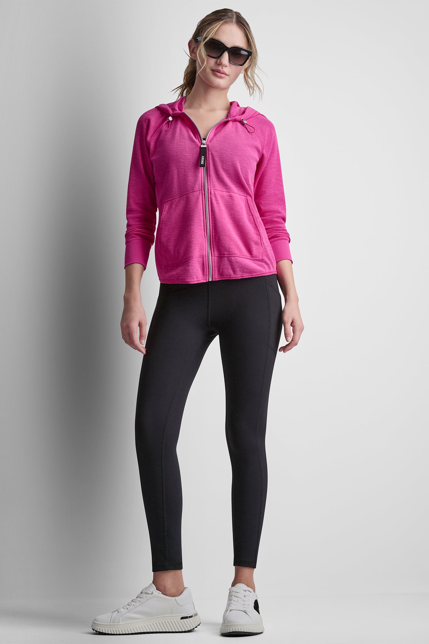 MINI WAFFLE FULL-ZIP HOODIE VIEW 8 | DKNY Sport