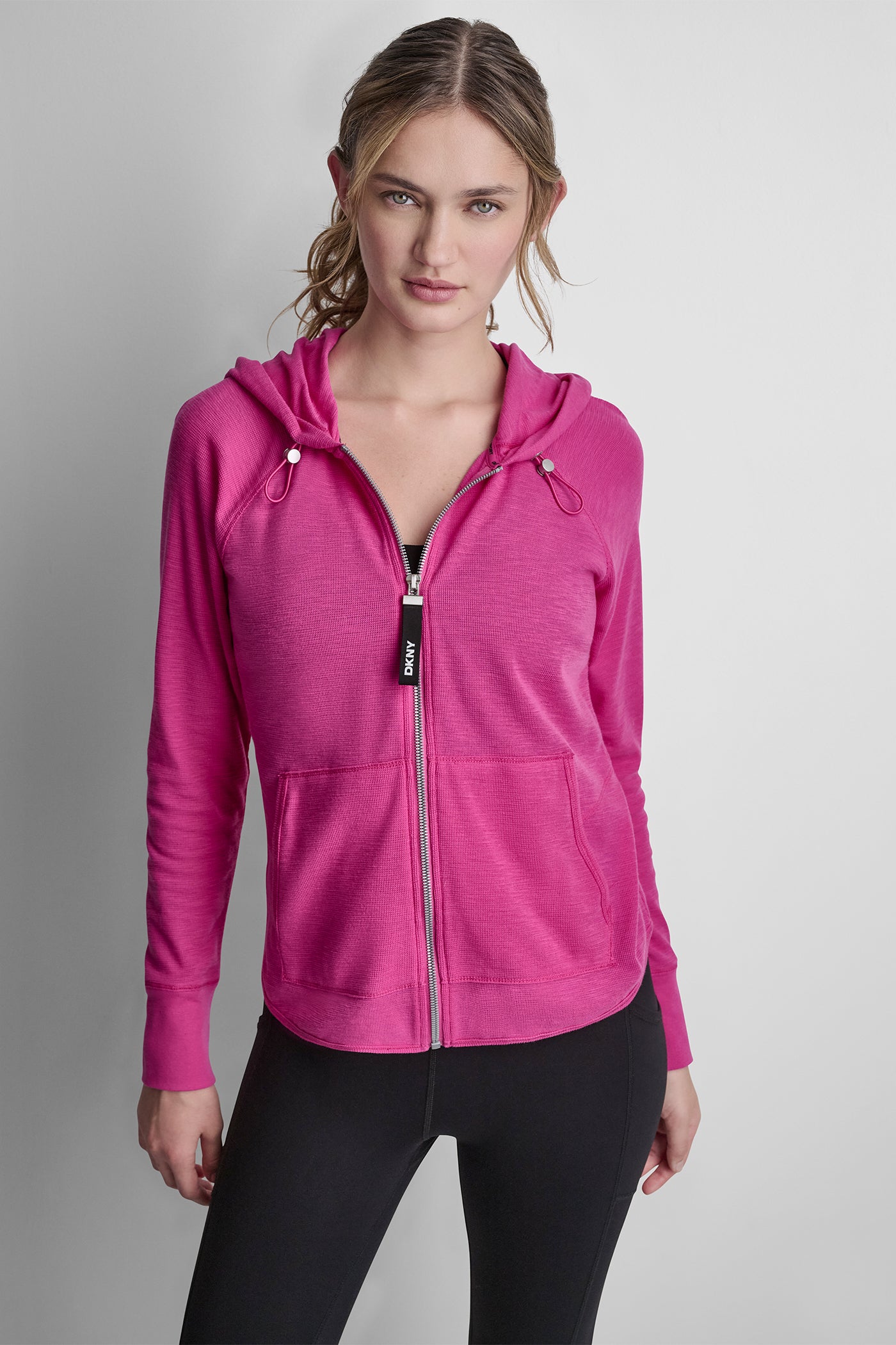 MINI WAFFLE FULL-ZIP HOODIE VIEW 5 | DKNY Sport