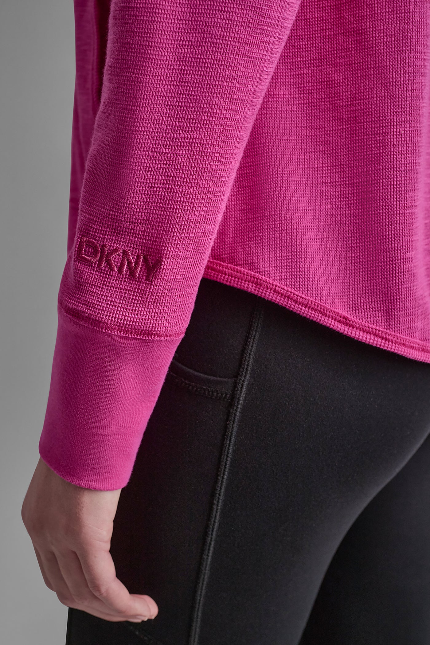 MINI WAFFLE FULL-ZIP HOODIE VIEW 7 | DKNY Sport