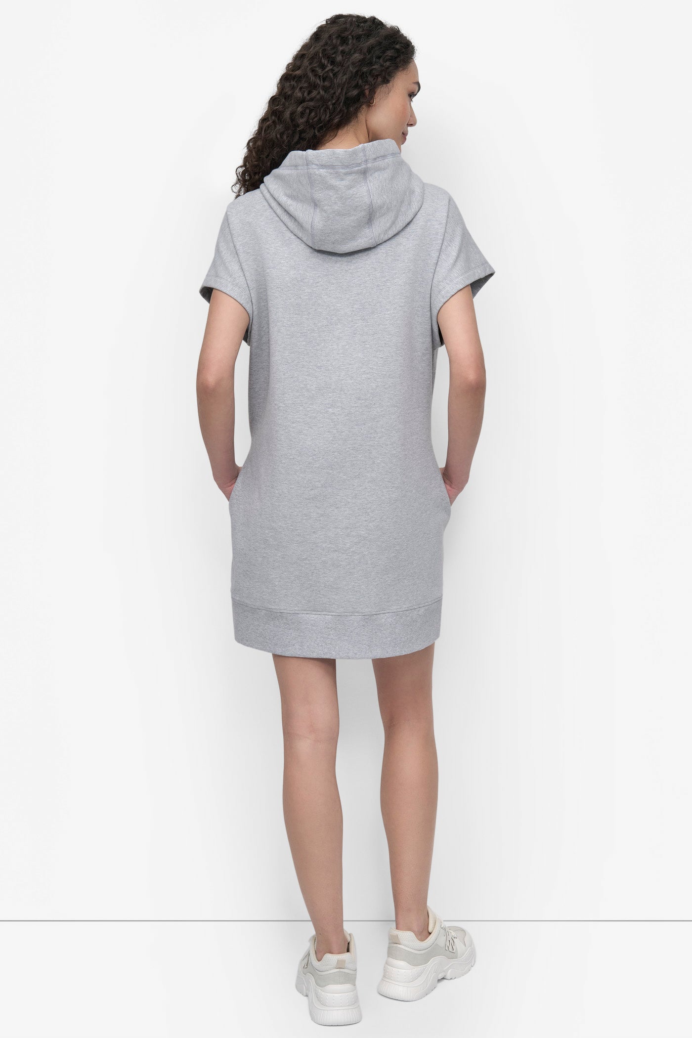 Grey TWO TONE LOGO DRAWCORD SNEAKER DRESS, BACK VIEW | SALE DRESSES