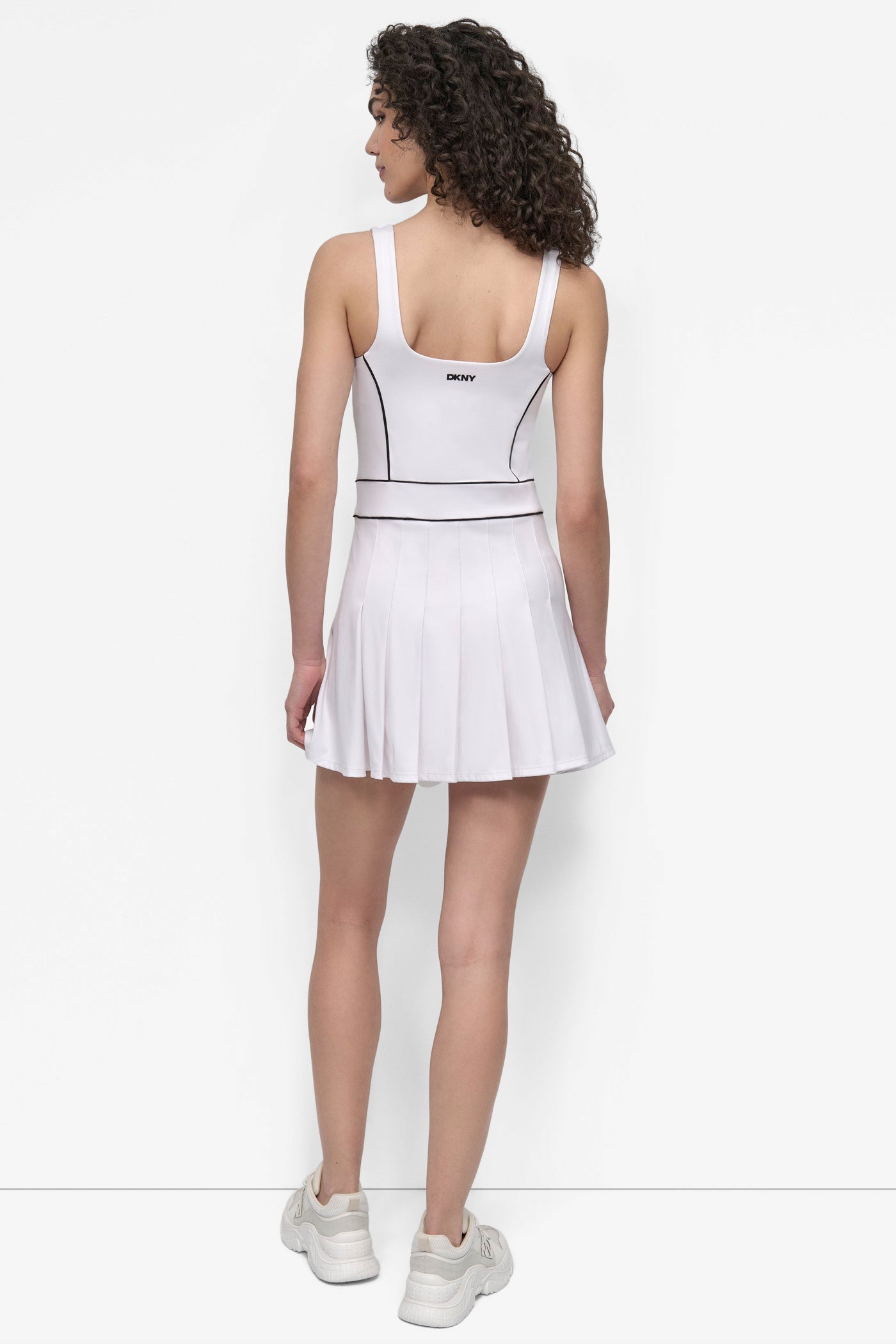 White/Black DRESS WITH BUILT IN BIKE SHORT AND BRA WITH REMOVABLE CUPS, BACK VIEW | SALE DRESSES