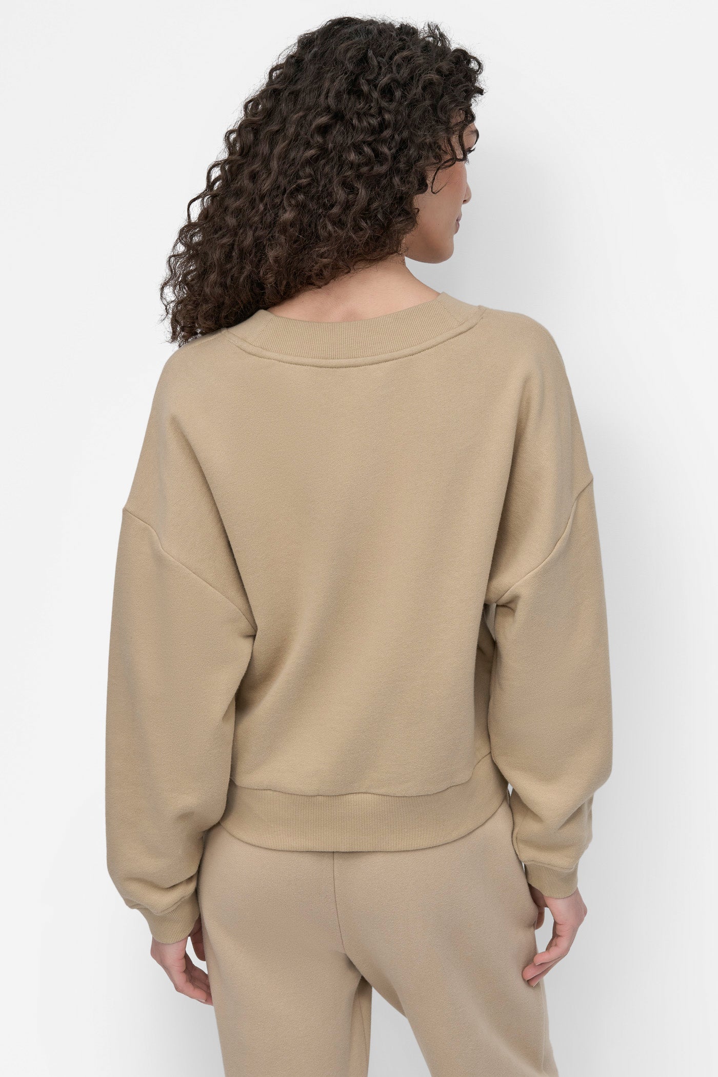 Travertine/Black LOGO-EMBELLISHED SWEATSHIRT, BACK VIEW | Sport Essentials
