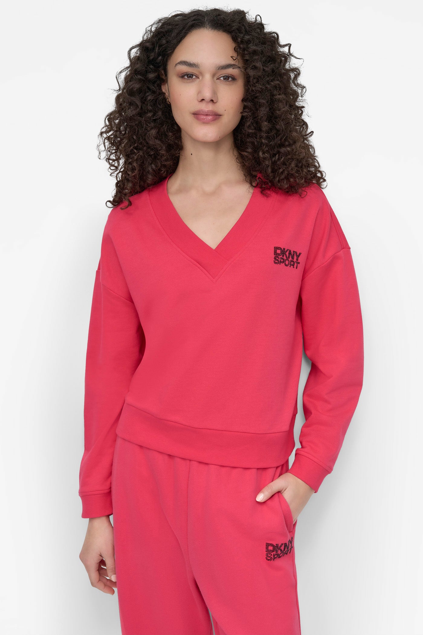 Azalea/Black LOGO-EMBELLISHED SWEATSHIRT, FRONT VIEW | Sport Essentials