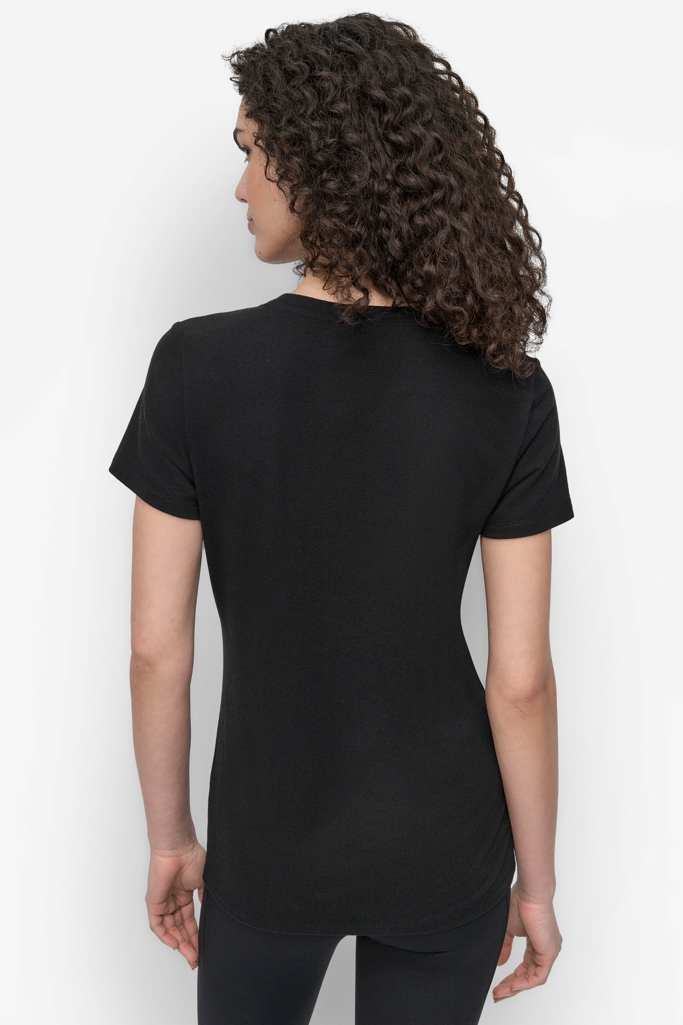 BLACK/SILVER DKNY SPORT RHINESTONE GLITTER LOGO TEE, BACK VIEW | Tees & Tanks