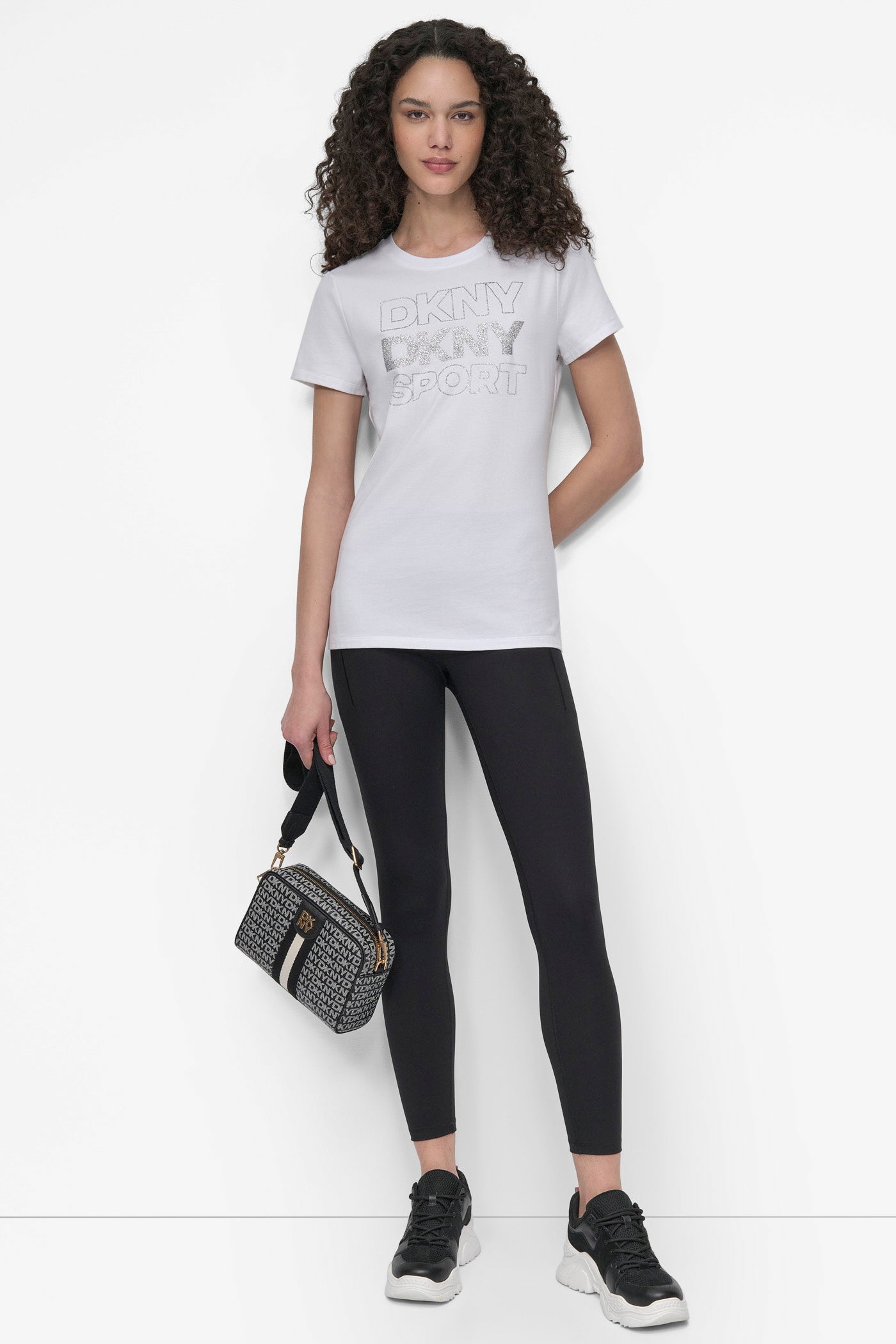 DKNY SPORT RHINESTONE GLITTER LOGO TEE VIEW 6 | Sport Essentials