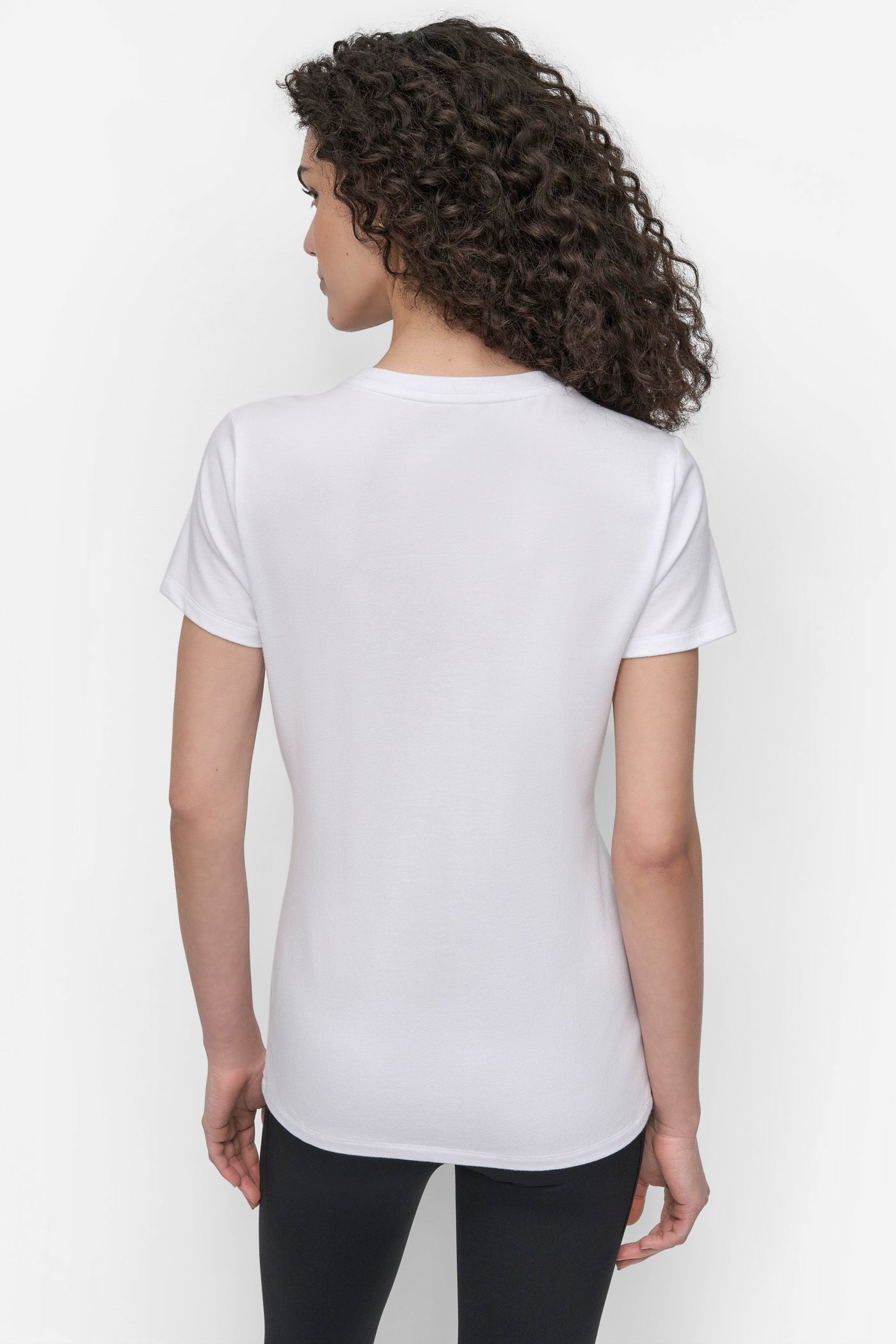 WHITE/SILVER DKNY SPORT RHINESTONE GLITTER LOGO TEE, BACK VIEW | Sport Essentials