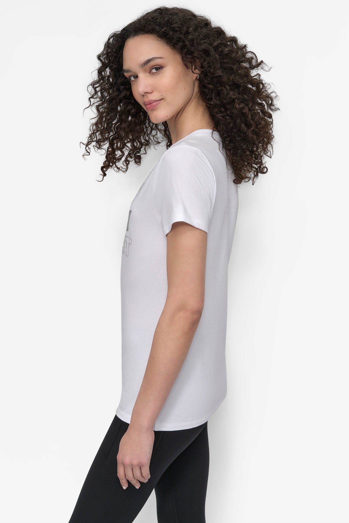DKNY SPORT RHINESTONE GLITTER LOGO TEE VIEW 3 | Sport Essentials