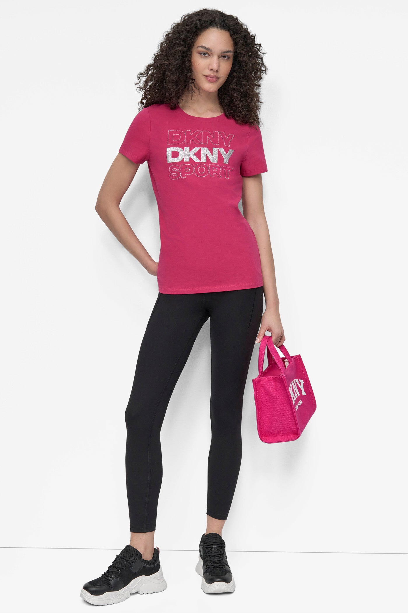 DKNY SPORT RHINESTONE GLITTER LOGO TEE VIEW 6 | Clothing