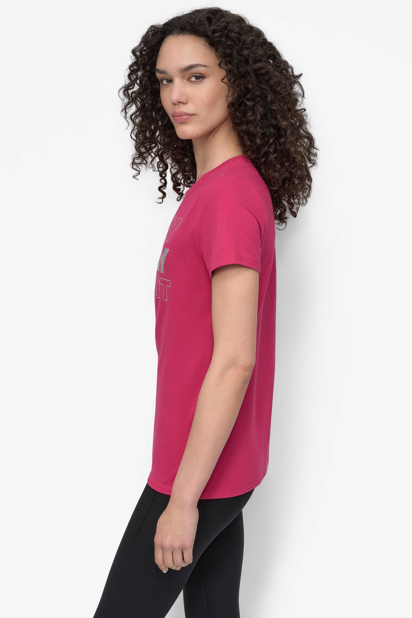 DKNY SPORT RHINESTONE GLITTER LOGO TEE VIEW 3 | Clothing