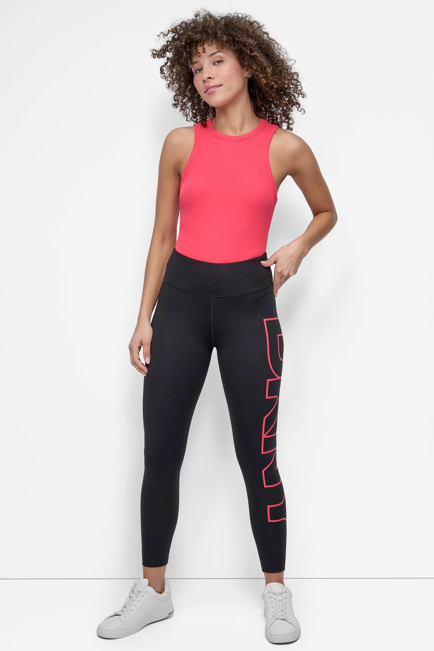 Azalea HIGH WAIST 7/8 BALANCE COMPRESSION EXPLODED LOGO, FRONT VIEW | Leggings