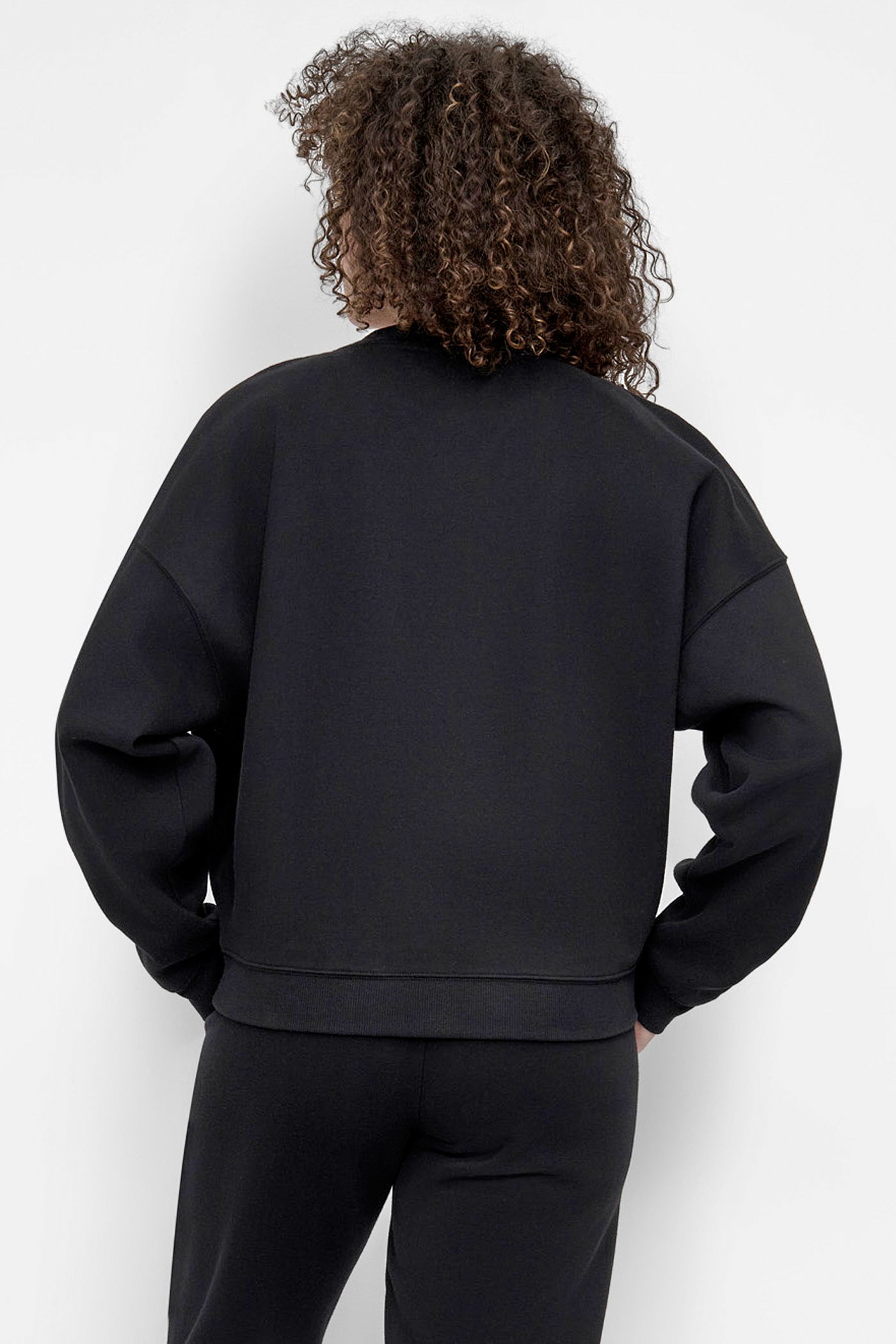Black HD SILICONE LOGO CREW NECK PULLOVER WITH V INSET, BACK VIEW | Sweatshirts & Joggers