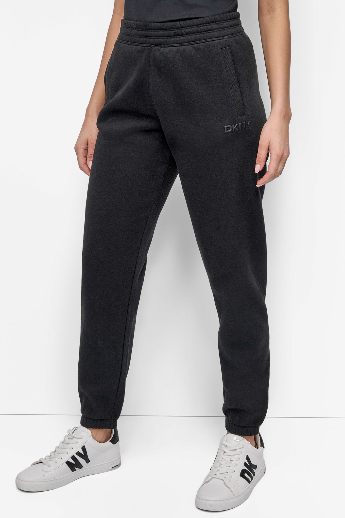 Black HD SILICONE LOGO RELAXED JOGGER WITH POCKETS, FRONT VIEW | Sweatshirts & Joggers