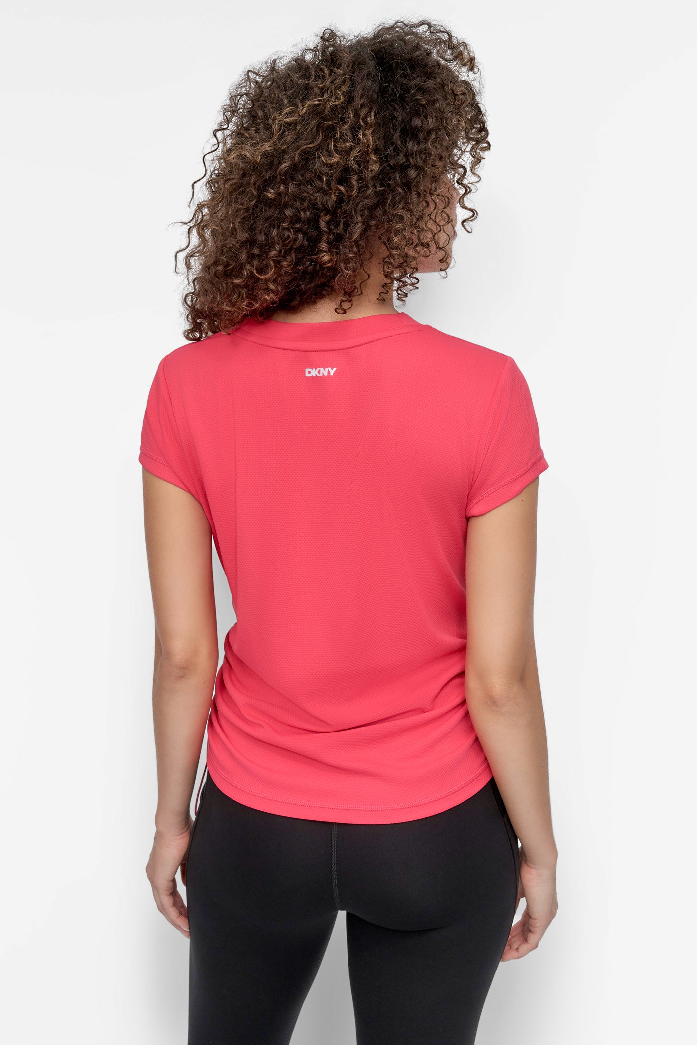 AZALEA RUCHED TECH MESH PERFORMANCE TEE, BACK VIEW | Tees & Tanks