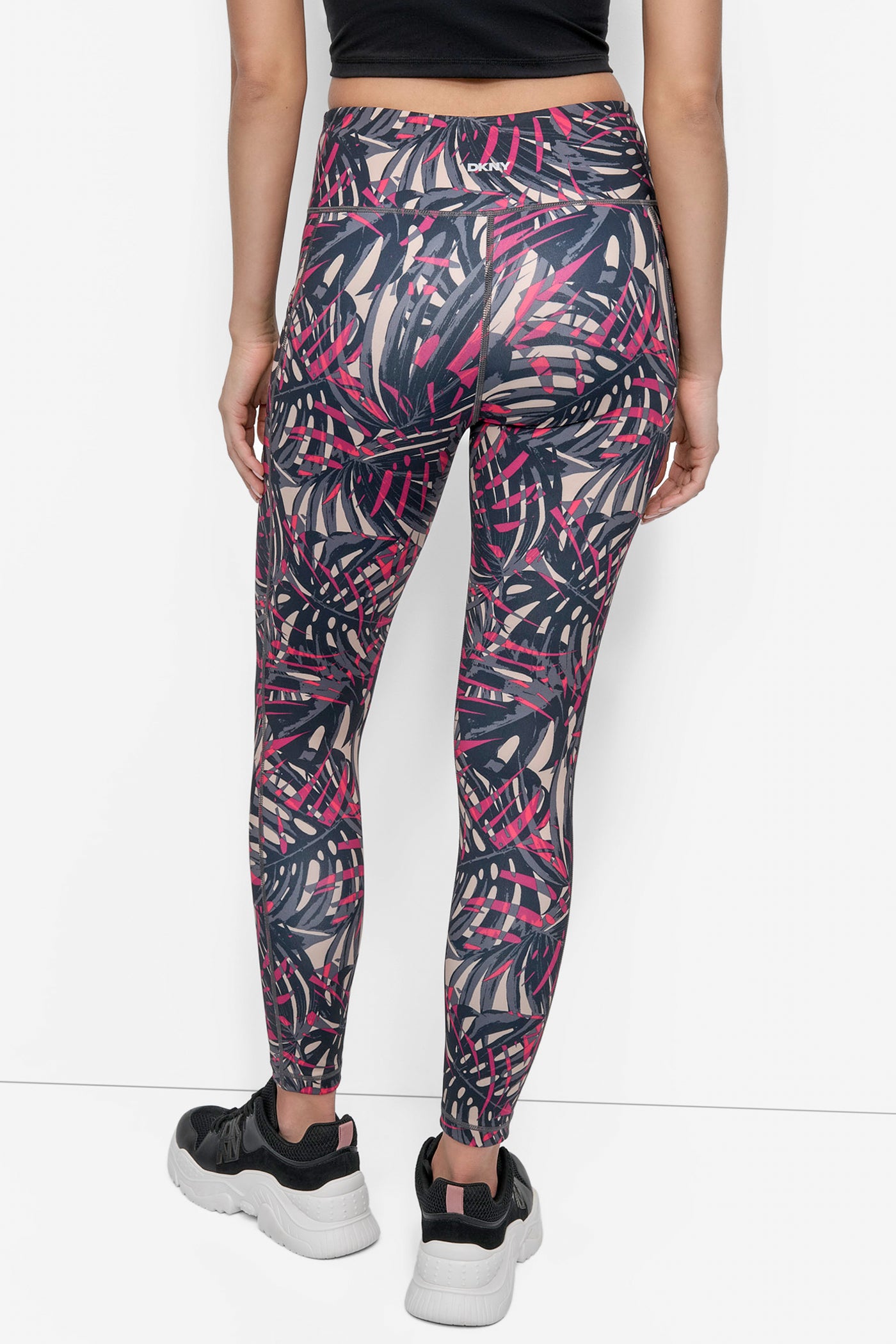 Beige MID RISE PRINTED 7/8 FITNESS LEGGING, BACK VIEW | Leggings