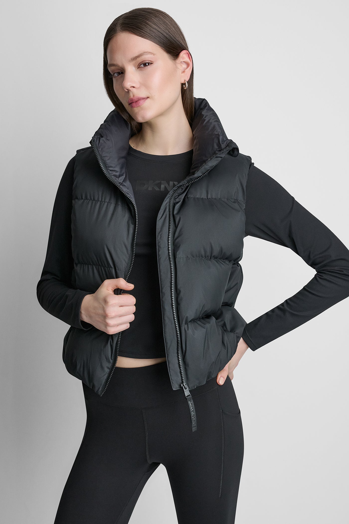 PUFFER MOCK NECK VEST VIEW 6