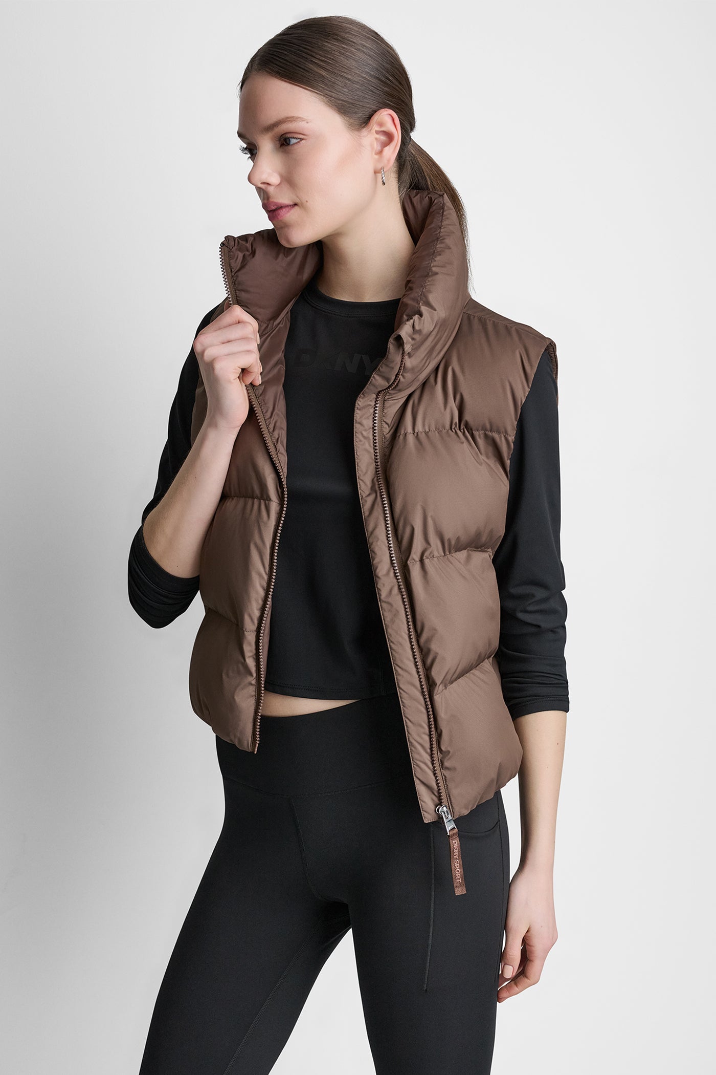 PUFFER MOCK NECK VEST VIEW 5