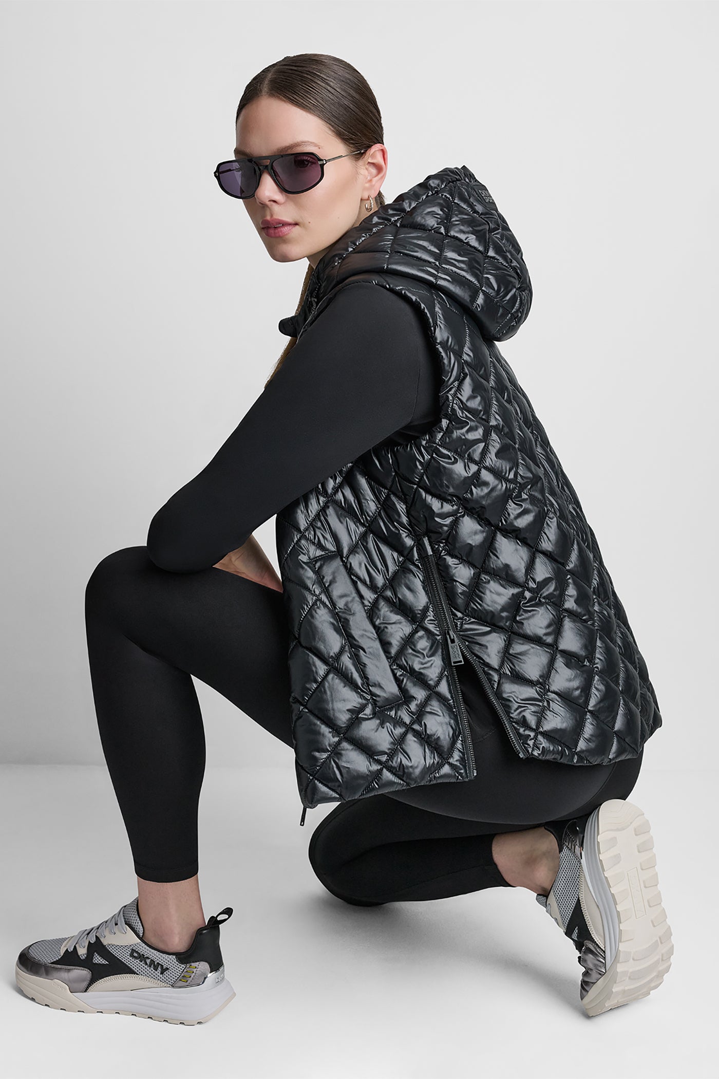 Hooded Diamond Quilted Vest | Vest | DKNY