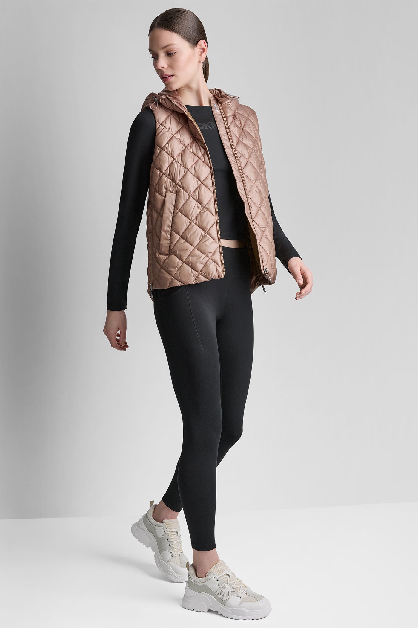 HOODED DIAMOND QUILTED VEST VIEW 5