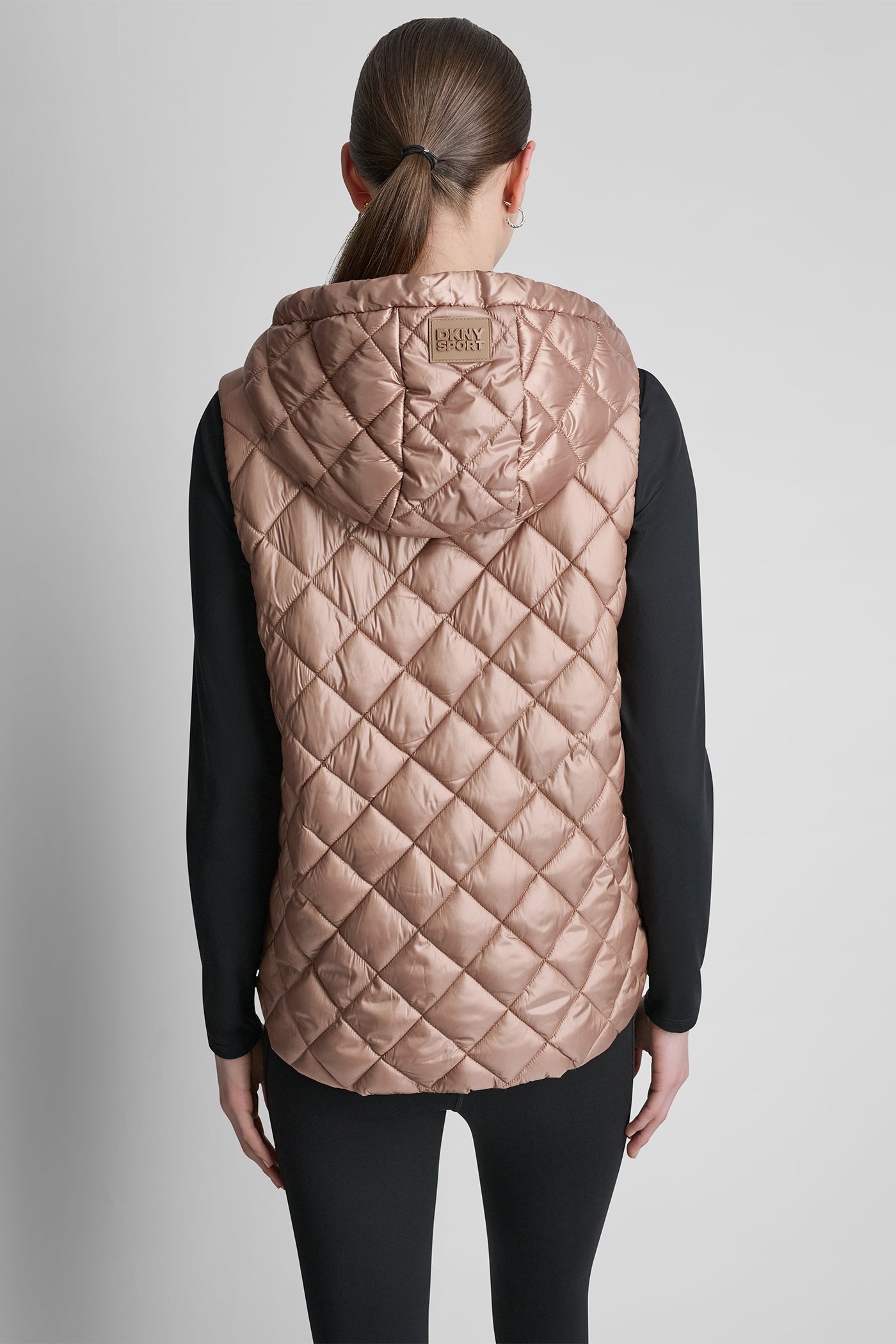 HOODED DIAMOND QUILTED VEST VIEW 3