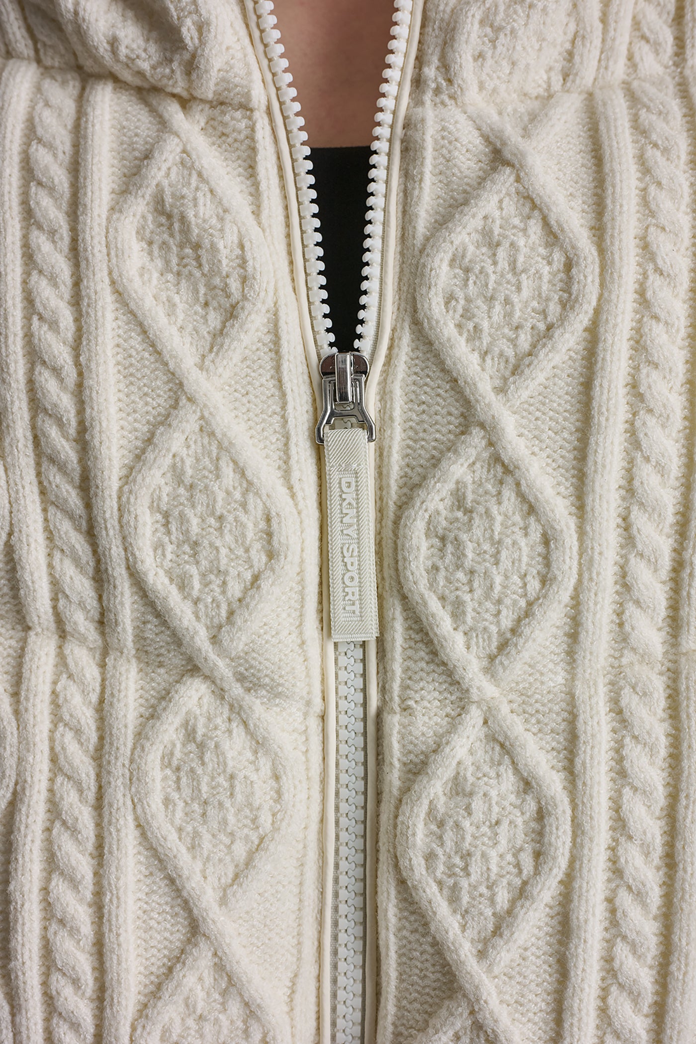 CABLE KNIT MOCK NECK PUFFER JACKET VIEW 7