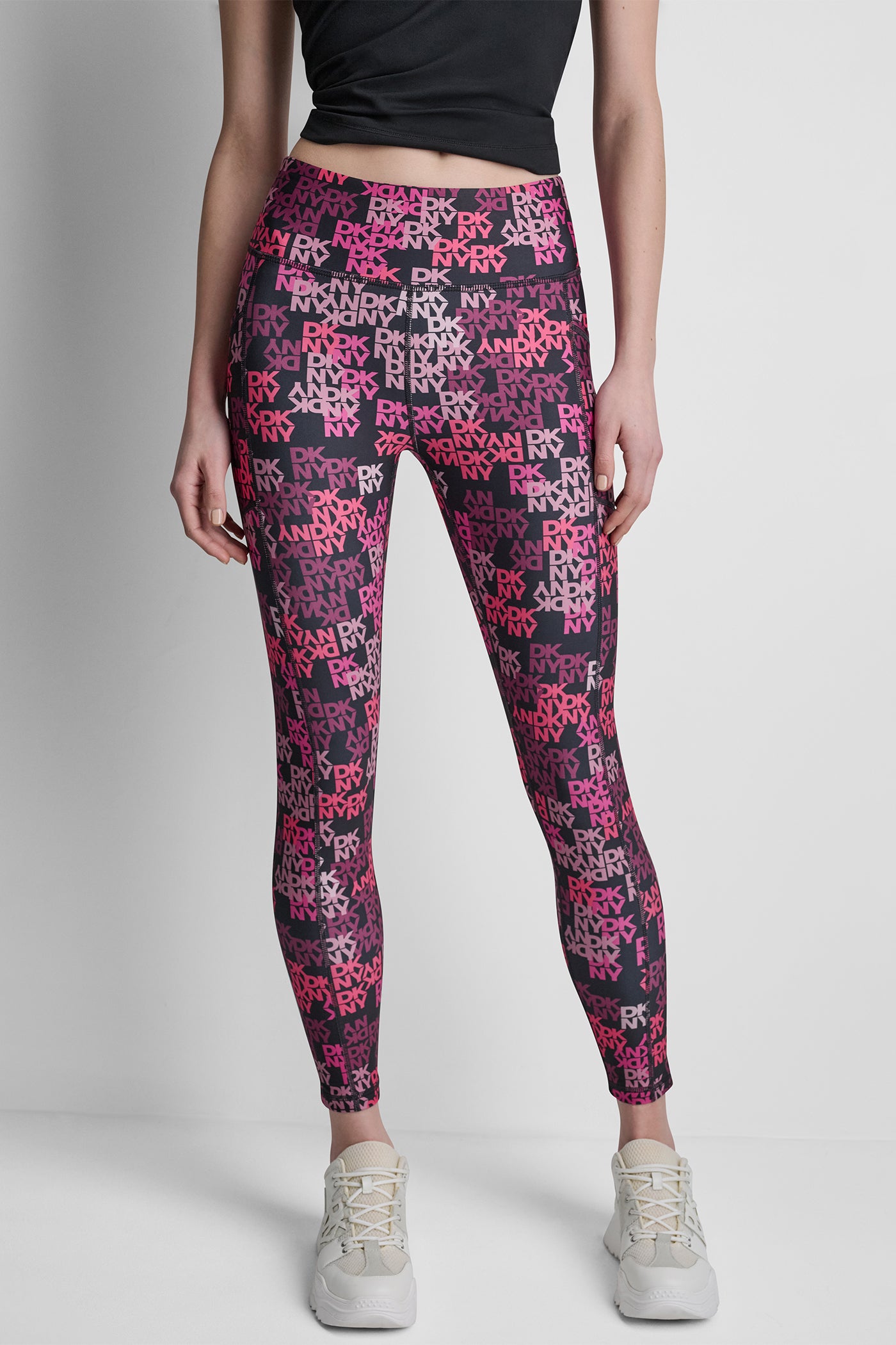 DKNY Logo Scatter Punch HIGH-RISE LOGO-JACQUARD 7/8-LENGTH ELEVATE LEGGING, VIEW 2 | New clothing