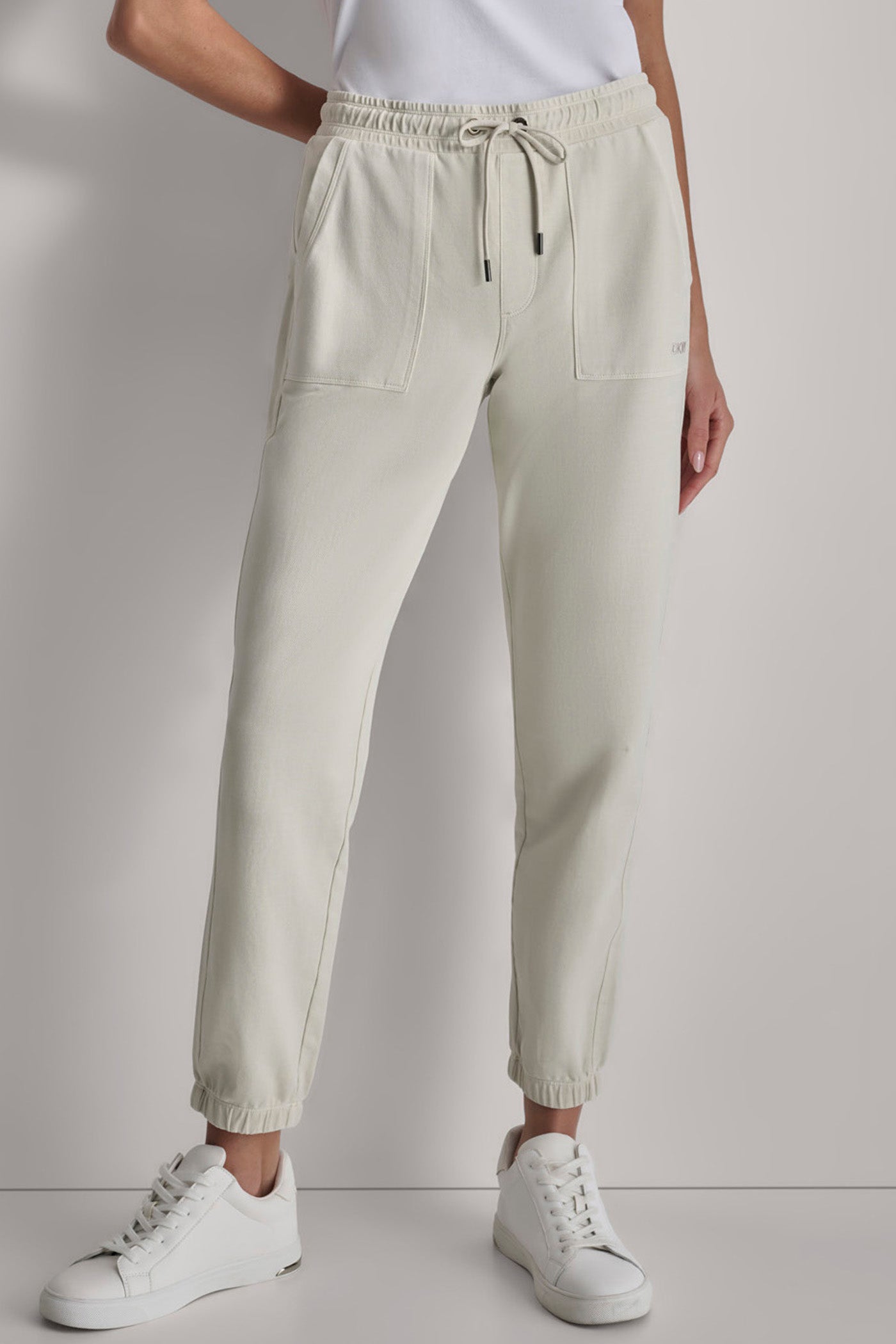OAT SMOCKED WAISTBAND JOGGER, FRONT VIEW | Fall Neutrals