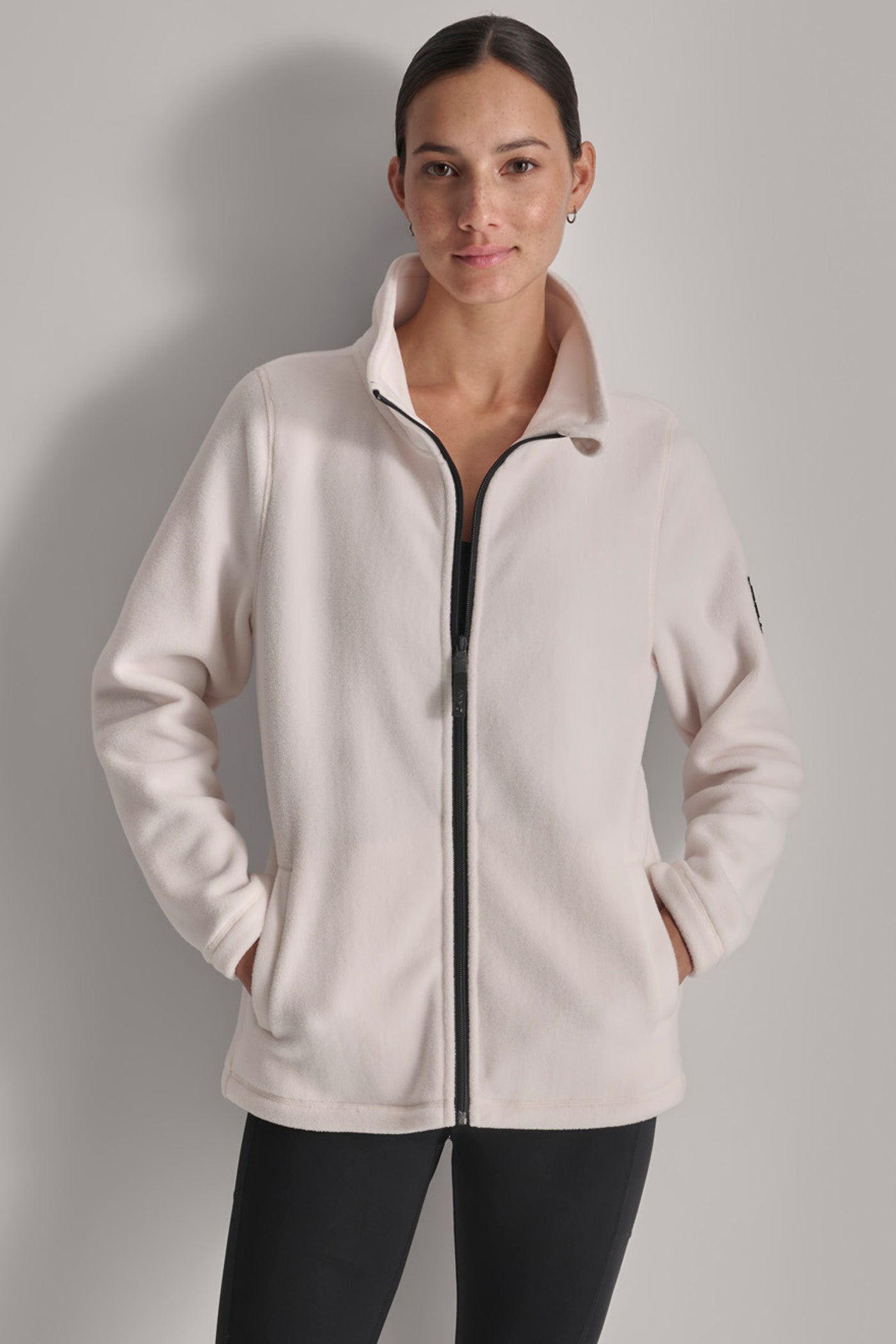 COCONUT TECH FLEECE JACKET WITH MATTE SHINE LOGO SLEEVE PATCH, FRONT VIEW | Coats under $100