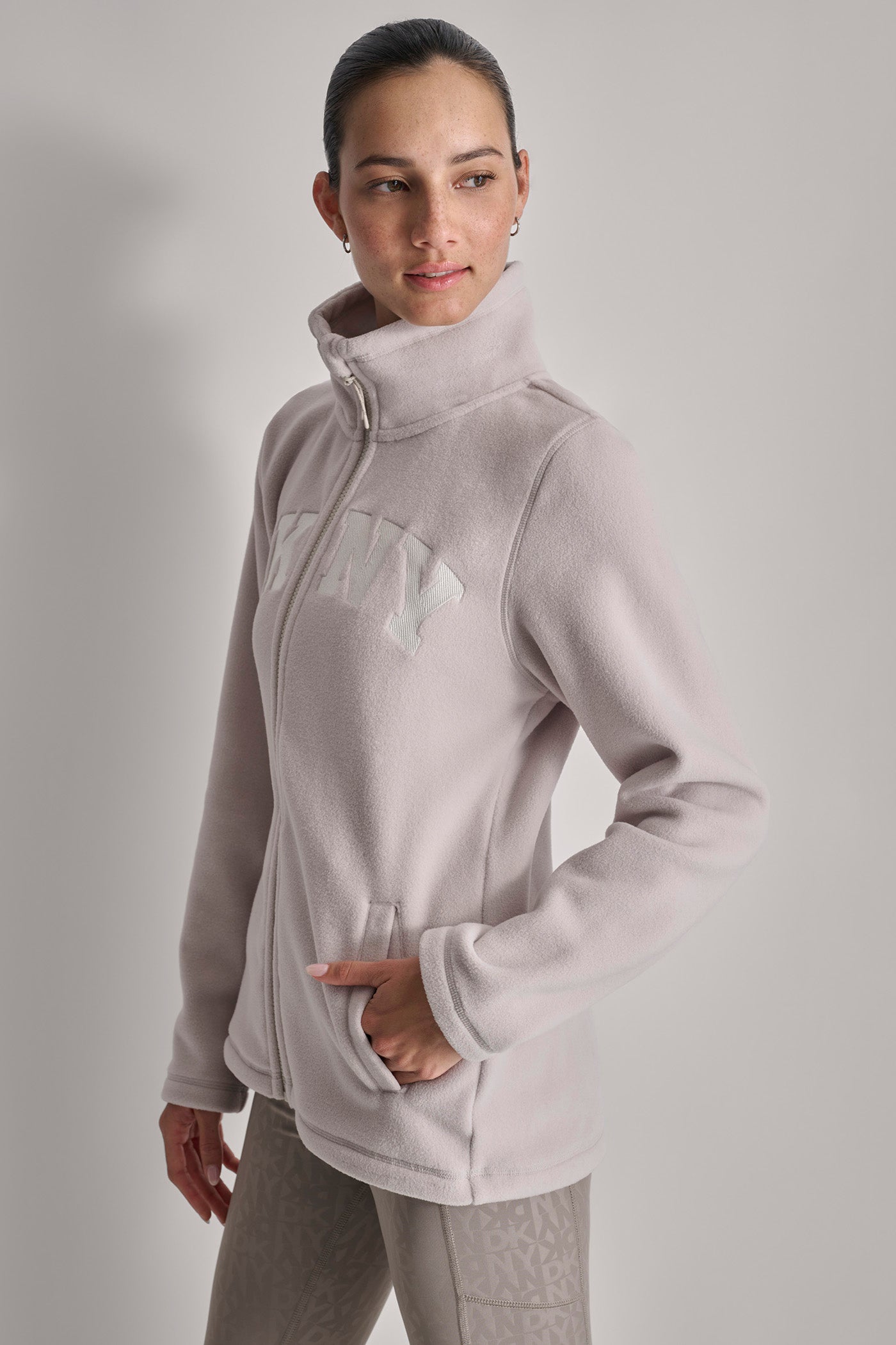 TECH FLEECE FULL ZIP JACKET WITH VARSITY TWILL LOGO VIEW 3 | DKNY Promo