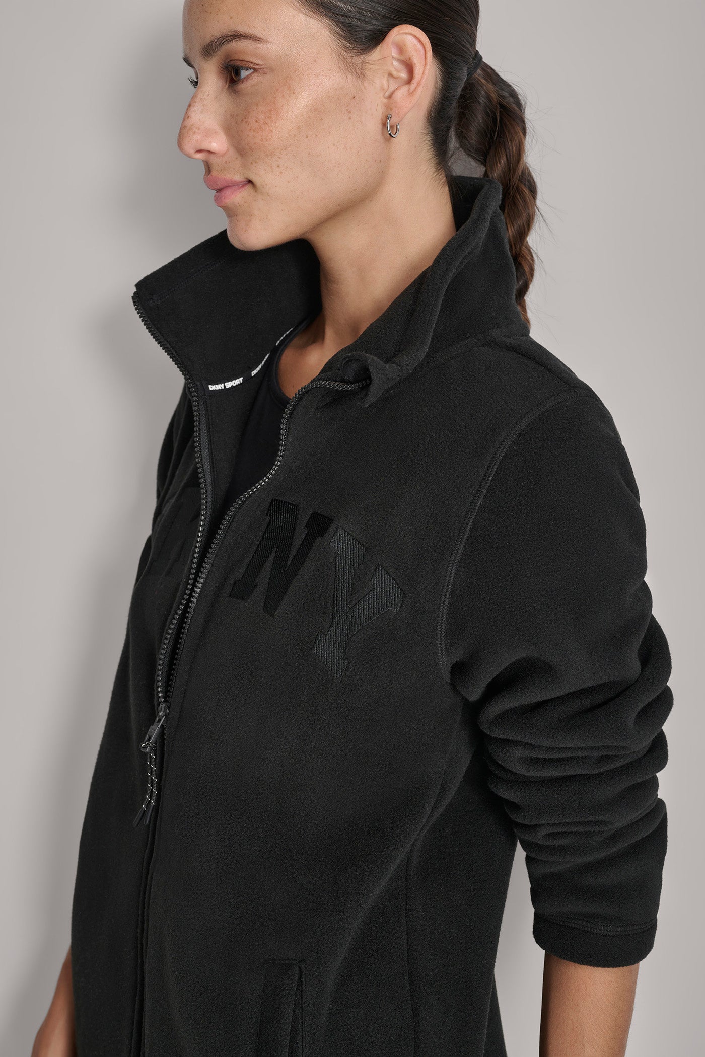 TECH FLEECE FULL ZIP JACKET WITH VARSITY TWILL LOGO VIEW 5 | DKNY Promo