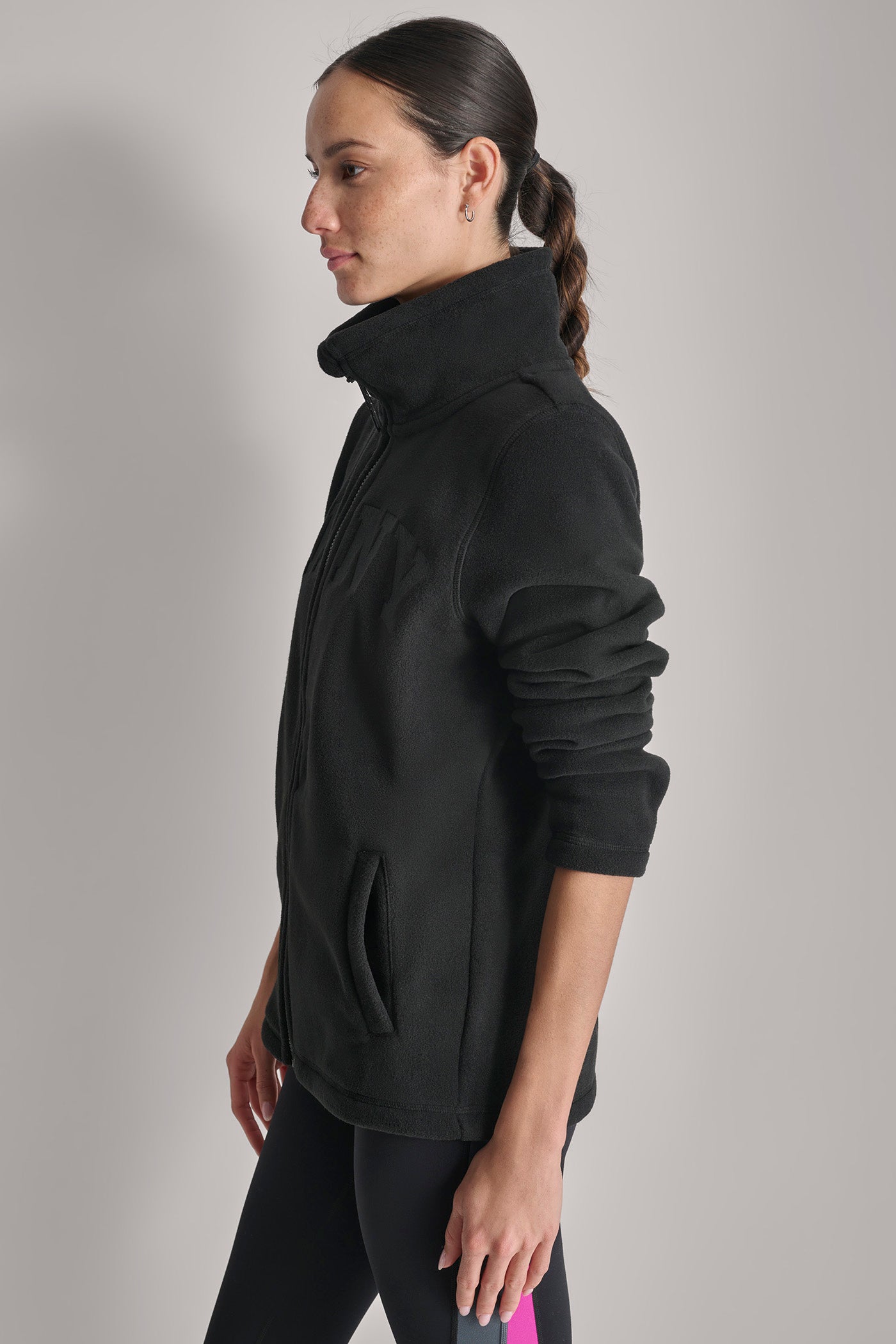 TECH FLEECE FULL ZIP JACKET WITH VARSITY TWILL LOGO VIEW 3 | DKNY Promo