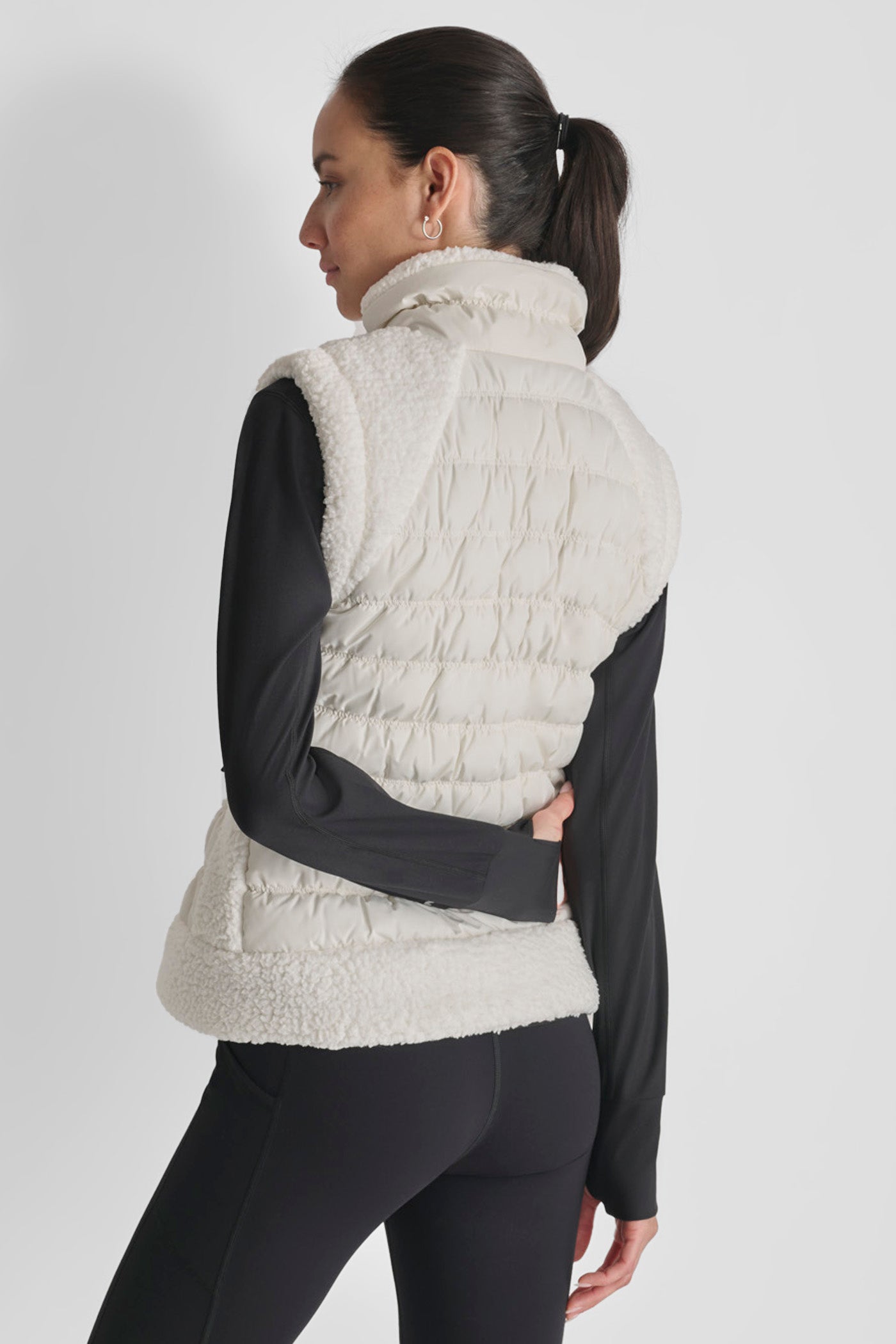 CLOUD/CLOUD MOCK-NECK PUFFER VEST, BACK VIEW | Coats under $100