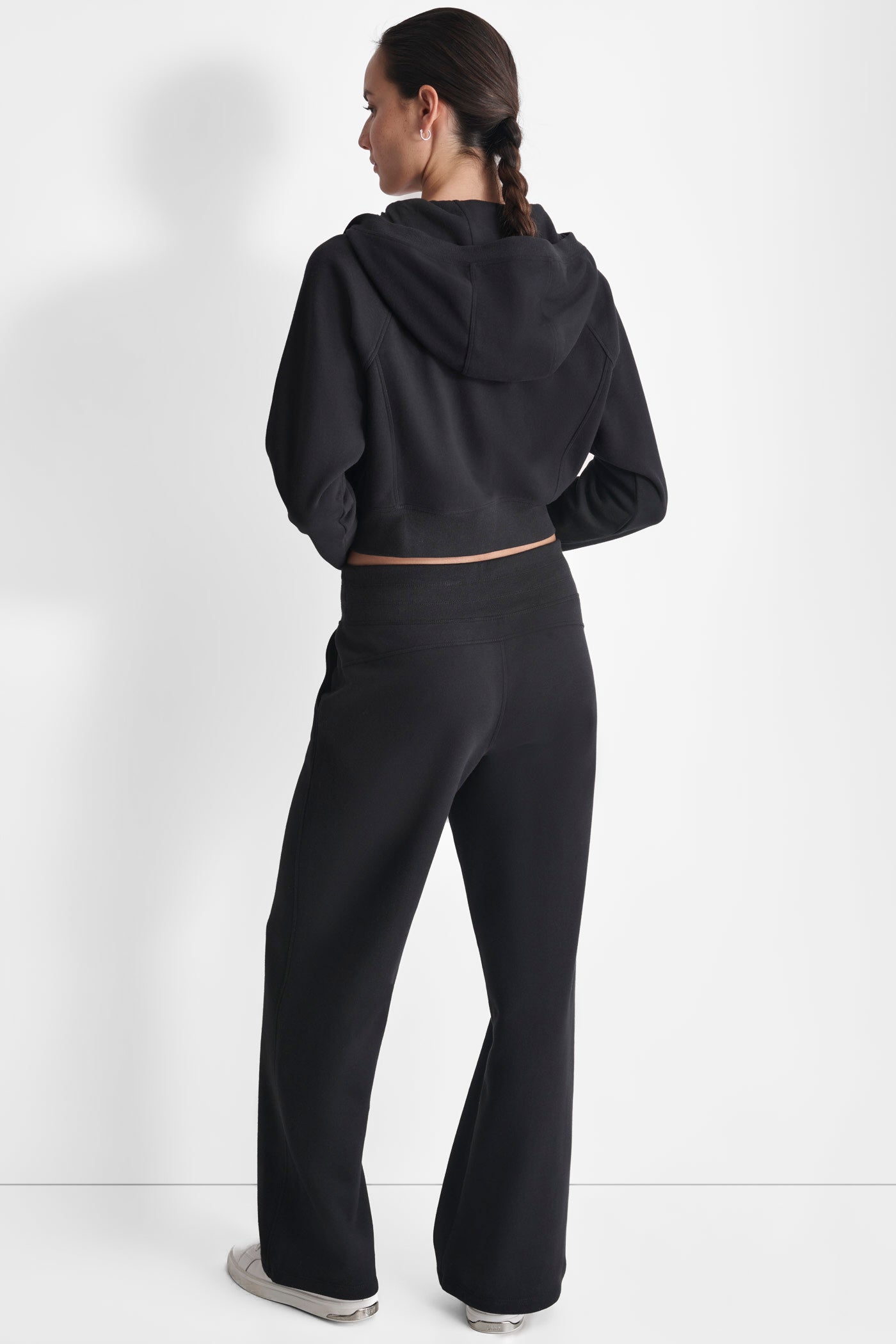 Black EXTRA HIGH RISE WIDE LEG SWEATPANT, BACK VIEW | DKNY Sport