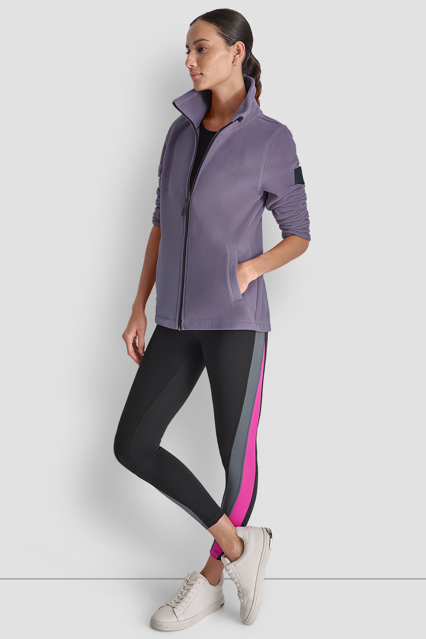 TECH FLEECE JACKET WITH MATTE SHINE LOGO SLEEVE PATCH VIEW 5 | WOMENS COATS & JACKETS