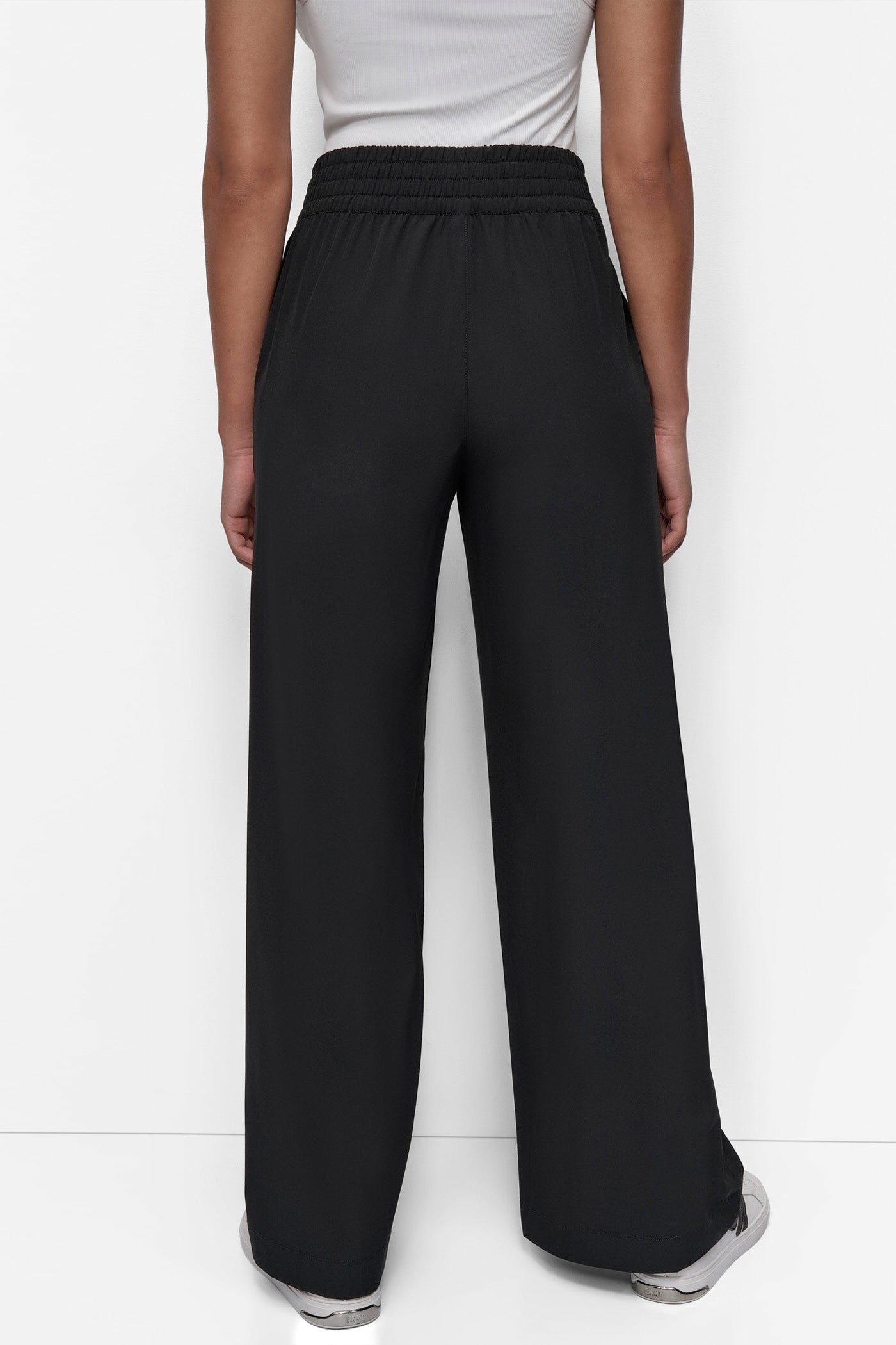 Black HUDSON STRETCH HIGH RISE WIDE LEG PANT WITH POCKET, BACK VIEW | Pants & Denim