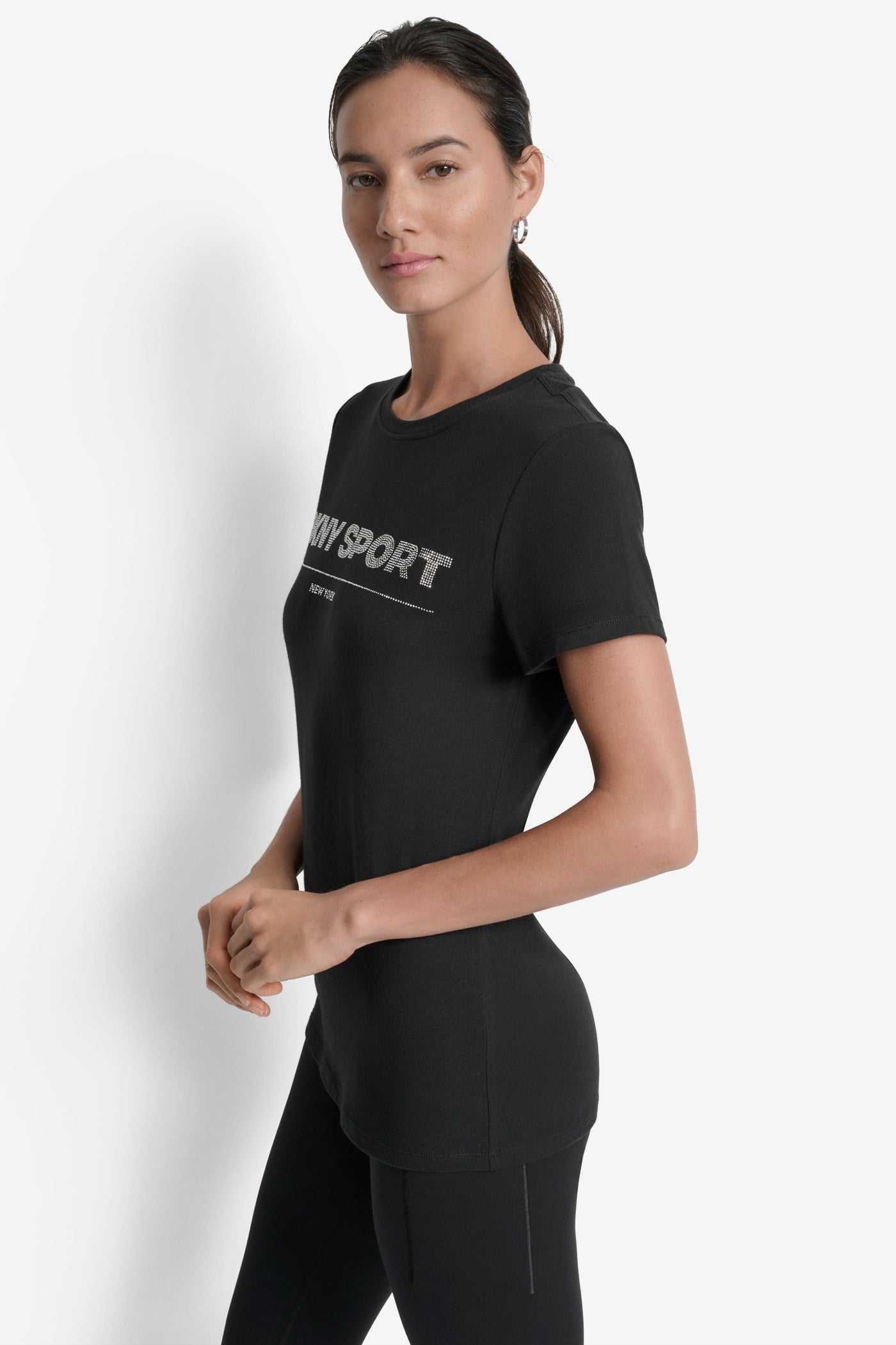 DKNY SPORT RHINESTONE LOGO CREW NECK TEE VIEW 3 | Tees & Tanks