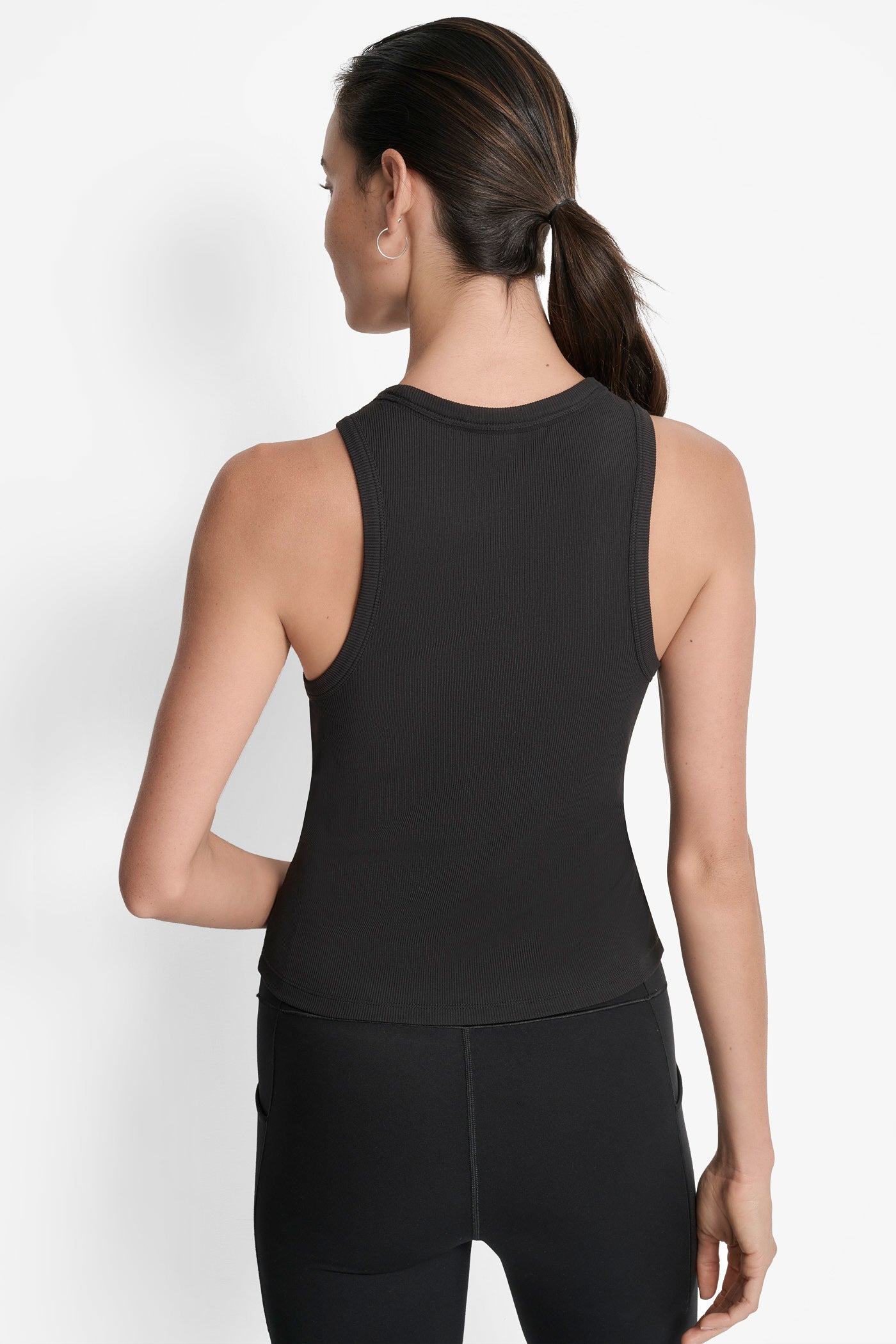 Black HUDSON RIB HIGH NECK TANK, BACK VIEW | Tees & Tanks