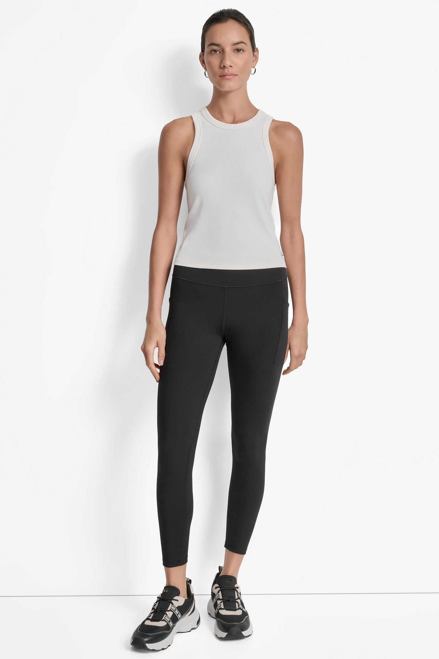 IVORY HUDSON RIB HIGH NECK TANK, FRONT VIEW | Tees & Tanks