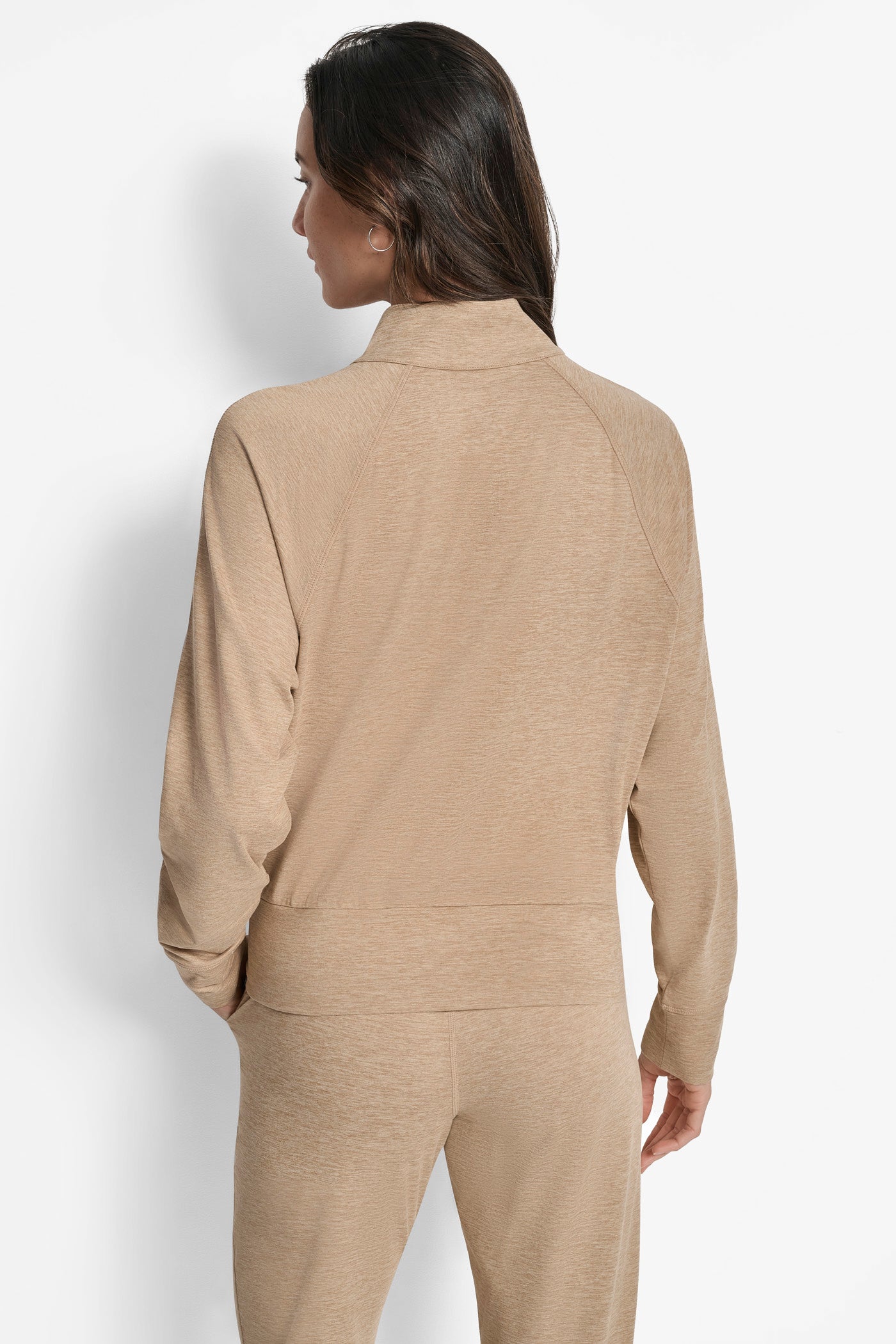Travertine Spacedye HALF-ZIP SWEATER, BACK VIEW | DKNY Sport