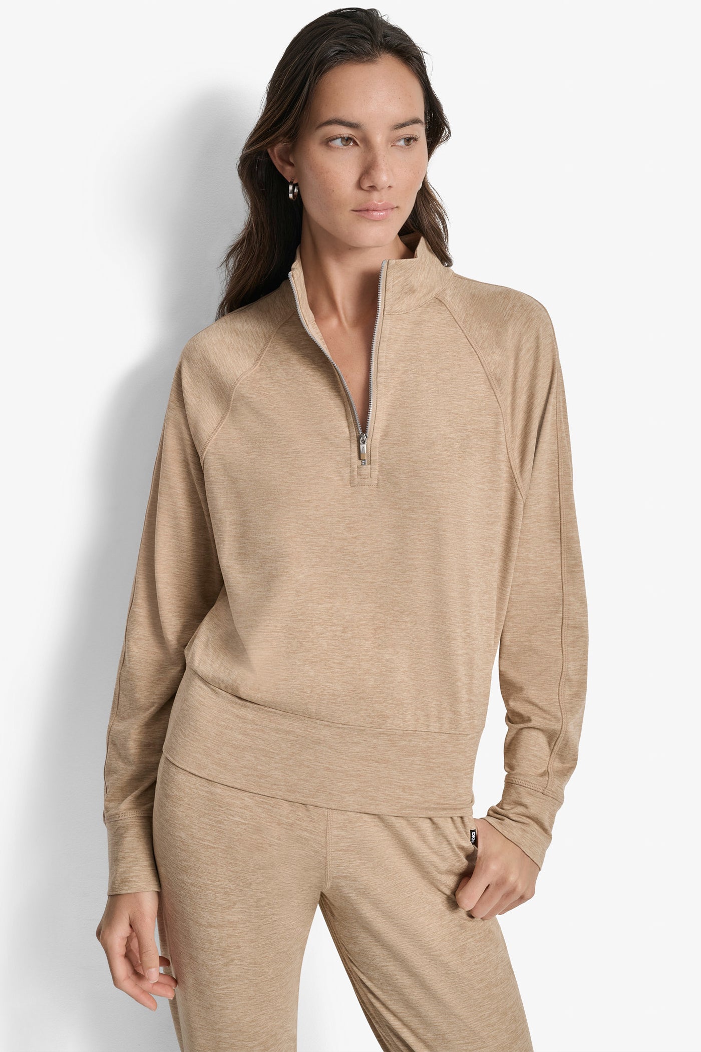 Travertine Spacedye HALF-ZIP SWEATER, FRONT VIEW | DKNY Sport
