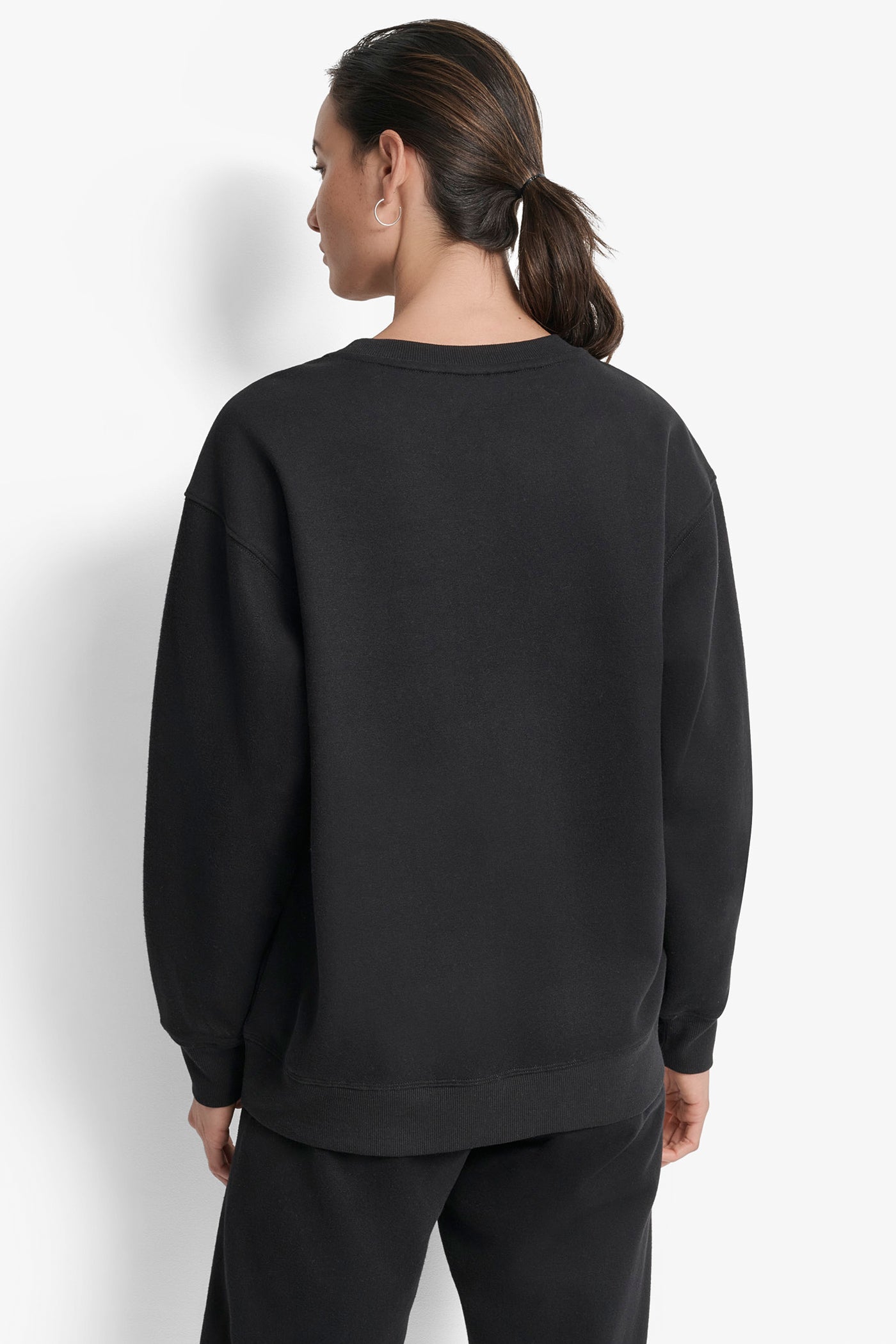BLACK/ BLACK SILVER LOGO-EMBELLISHED SWEATSHIRT, BACK VIEW | Sweatshirts & Joggers
