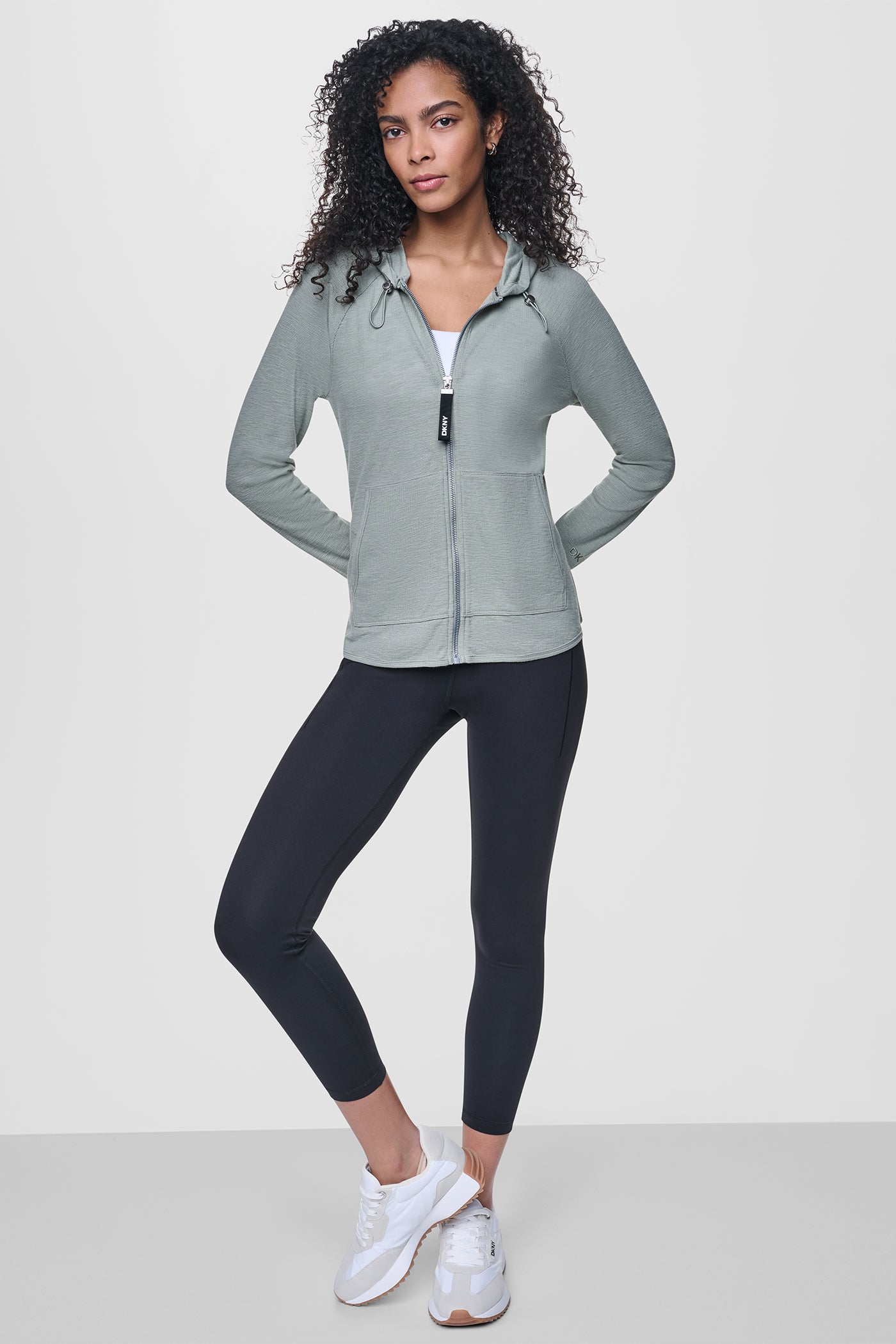 Bay Leaf MINI WAFFLE FULL-ZIP HOODIE, BACK VIEW | MUST-HAVES