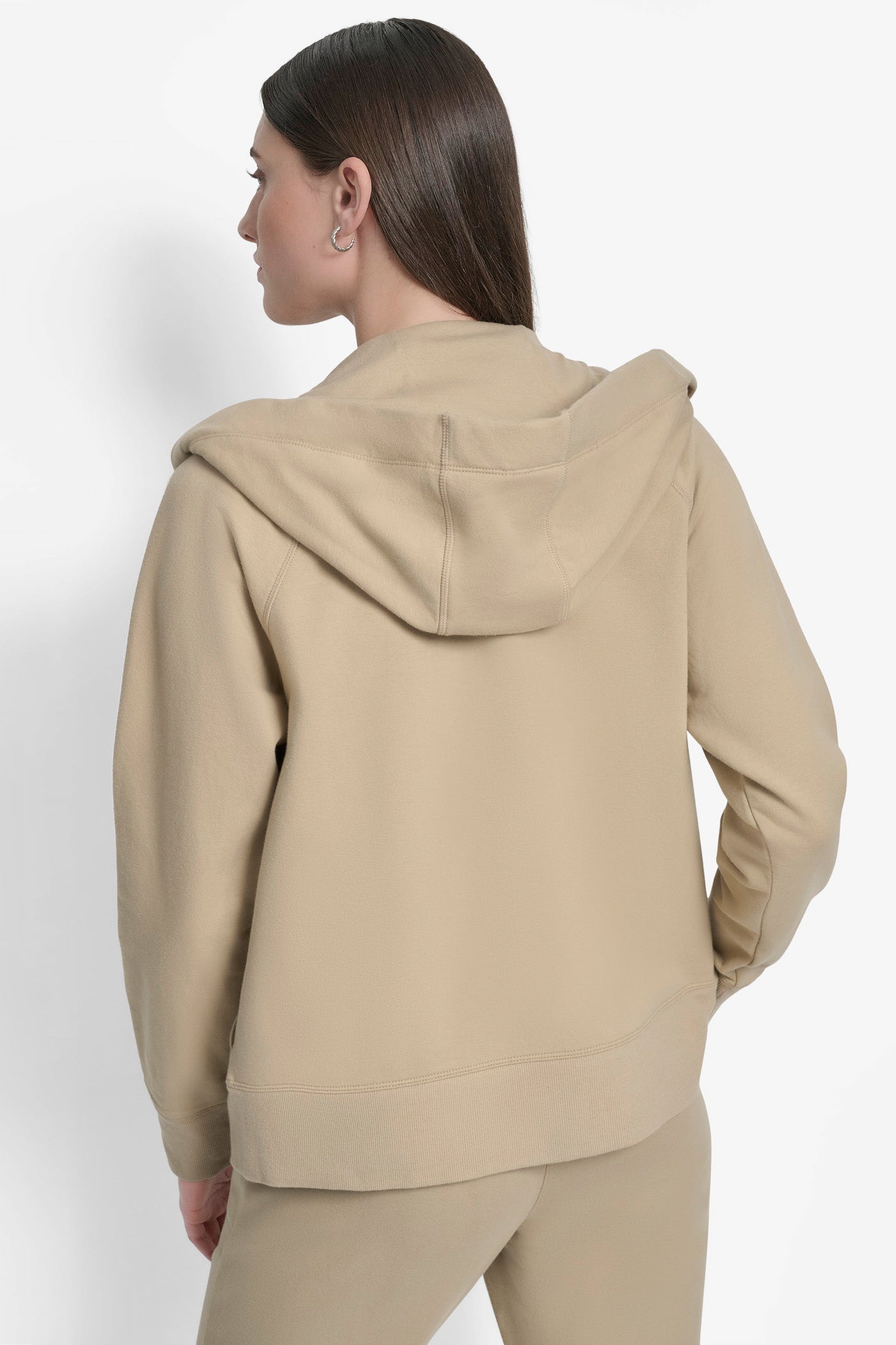 TRAVERTINE/WHITE LOGO DRAWSTRING PERFORMANCE HOODIE, VIEW 2 | Sport Essentials