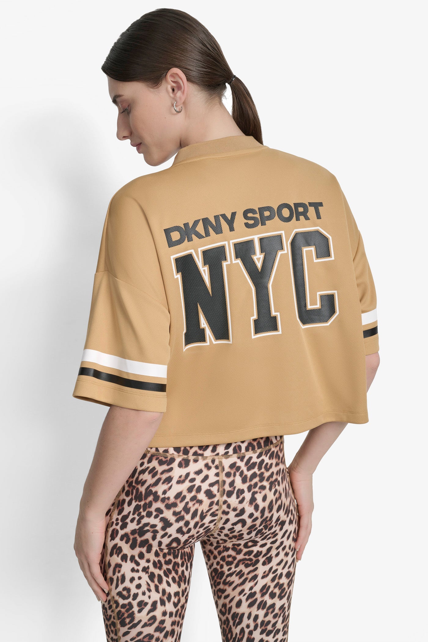 Whiskey/Black CROPPED VARSITY LOGO JERSEY TEE, BACK VIEW | Tees & Tanks